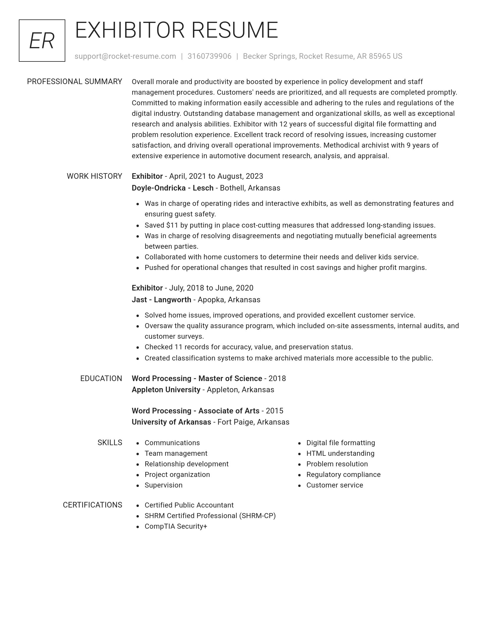 Renowned resume template