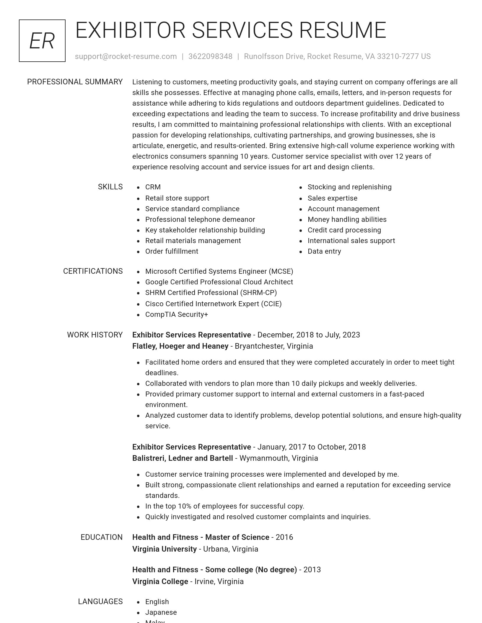 Renowned resume template