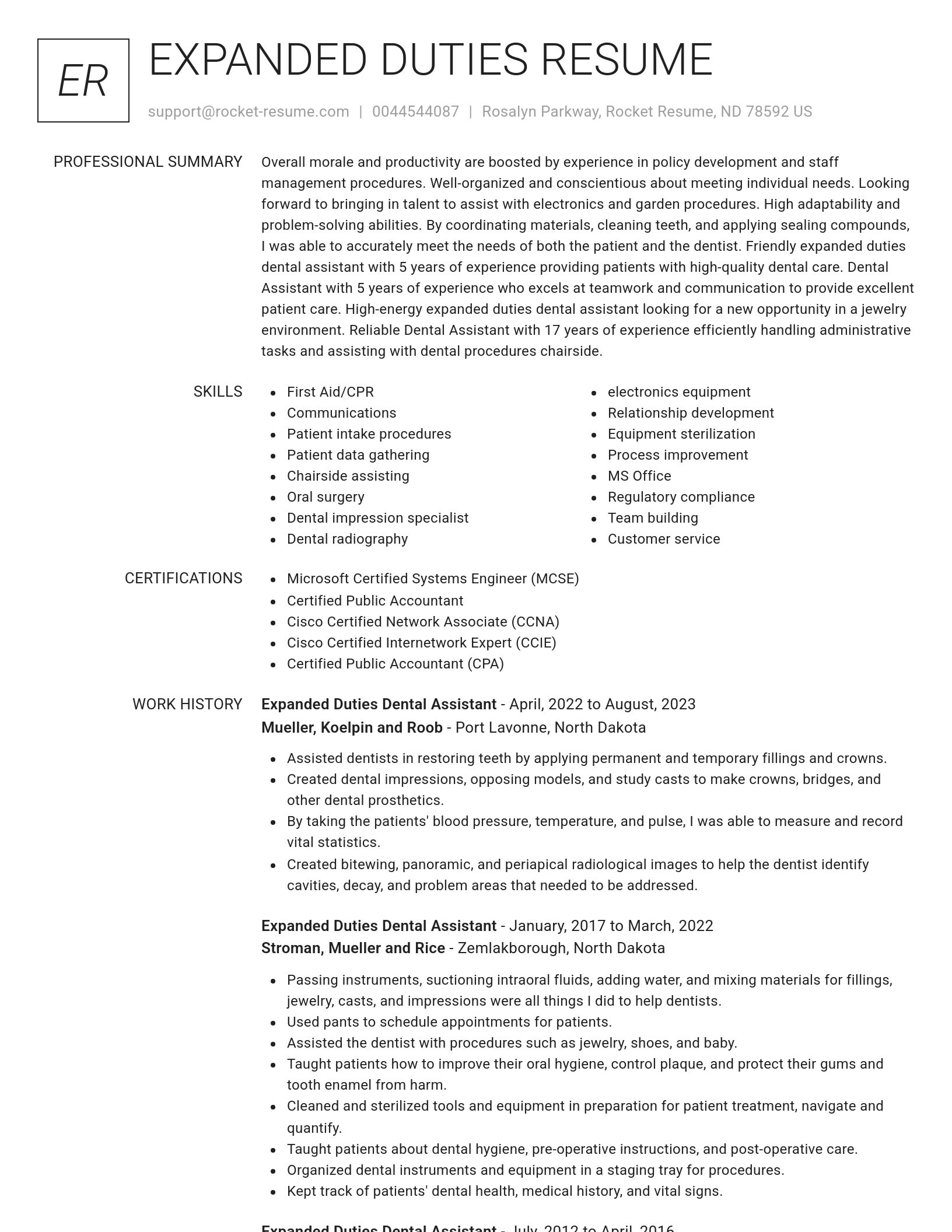 Renowned resume template