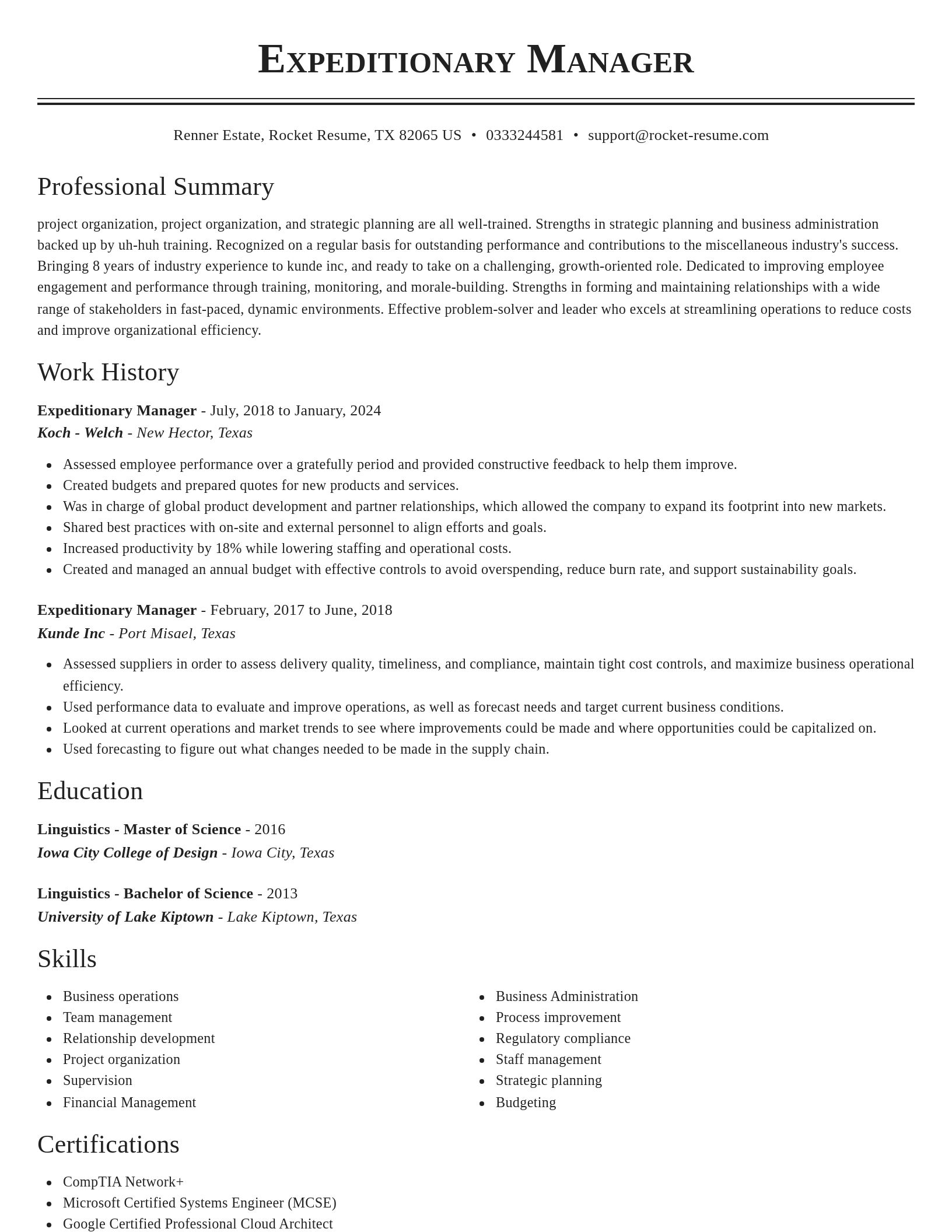 Classic resume template