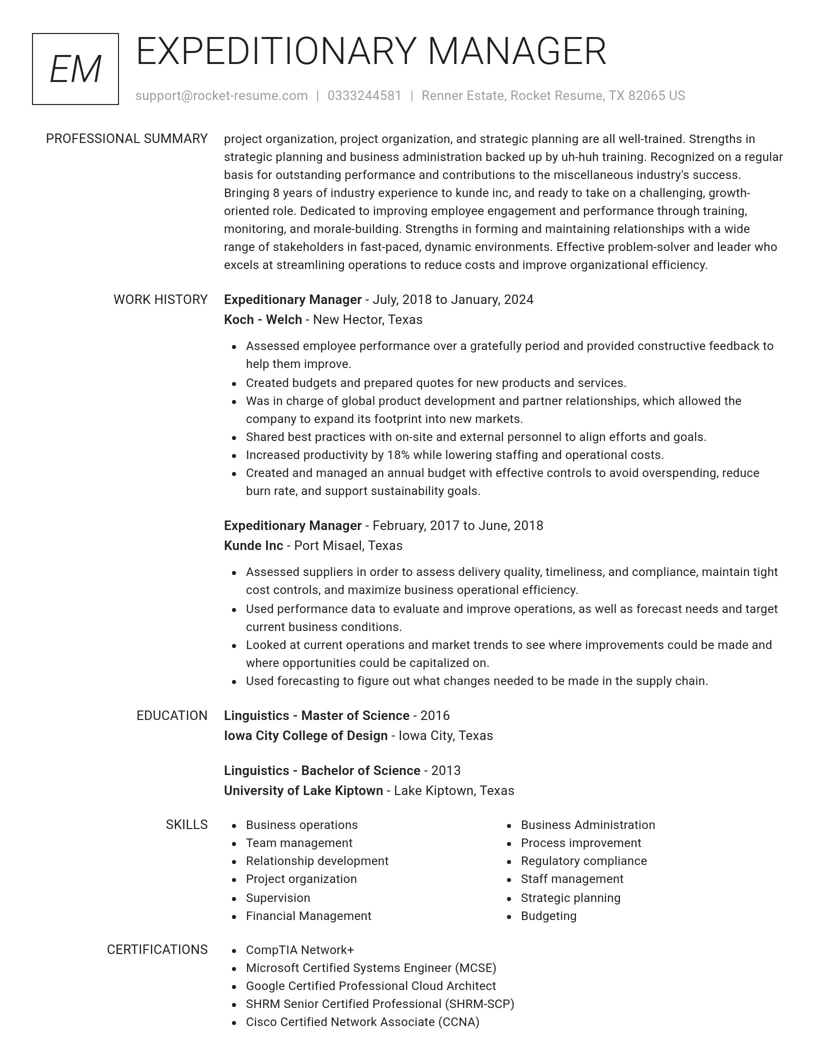 Renowned resume template