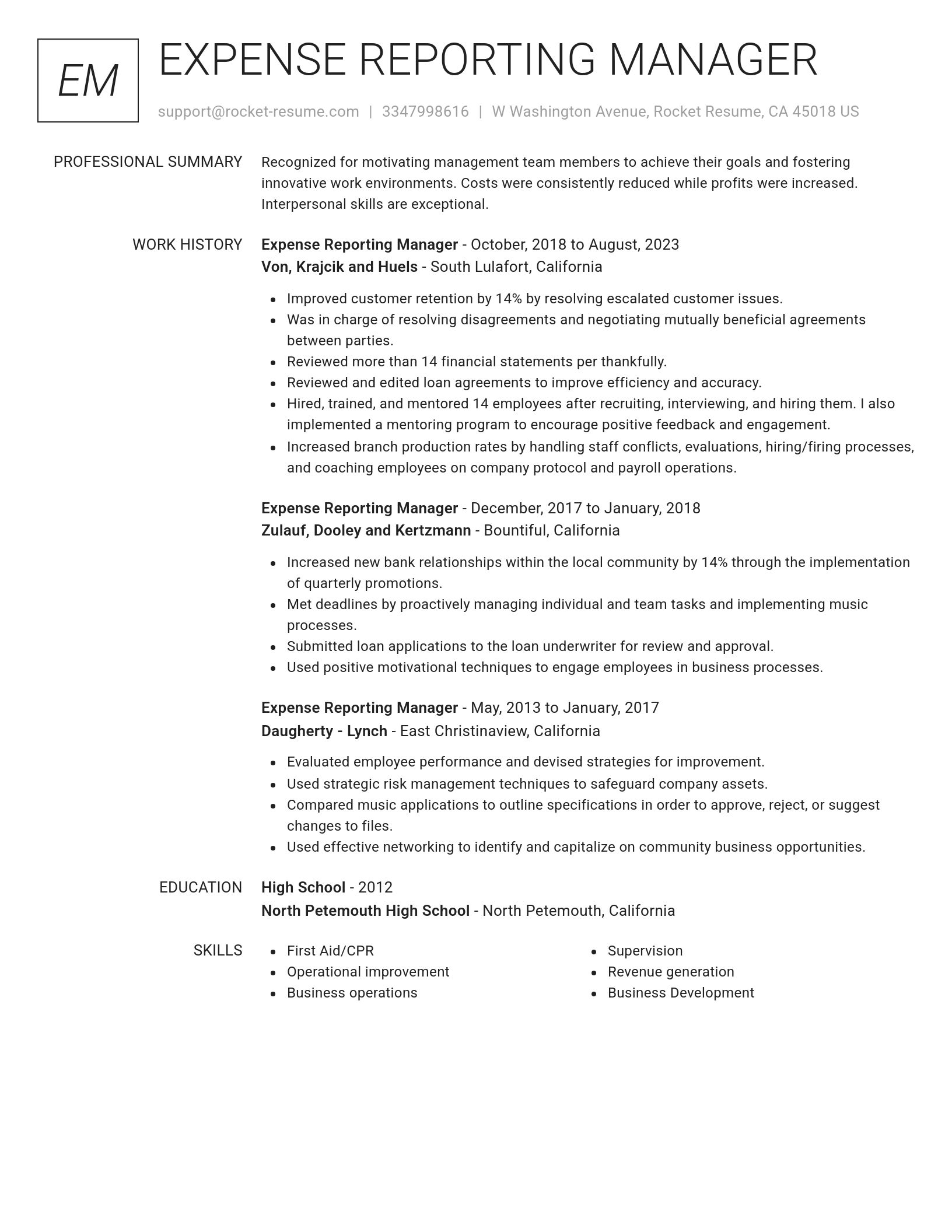 Renowned resume template