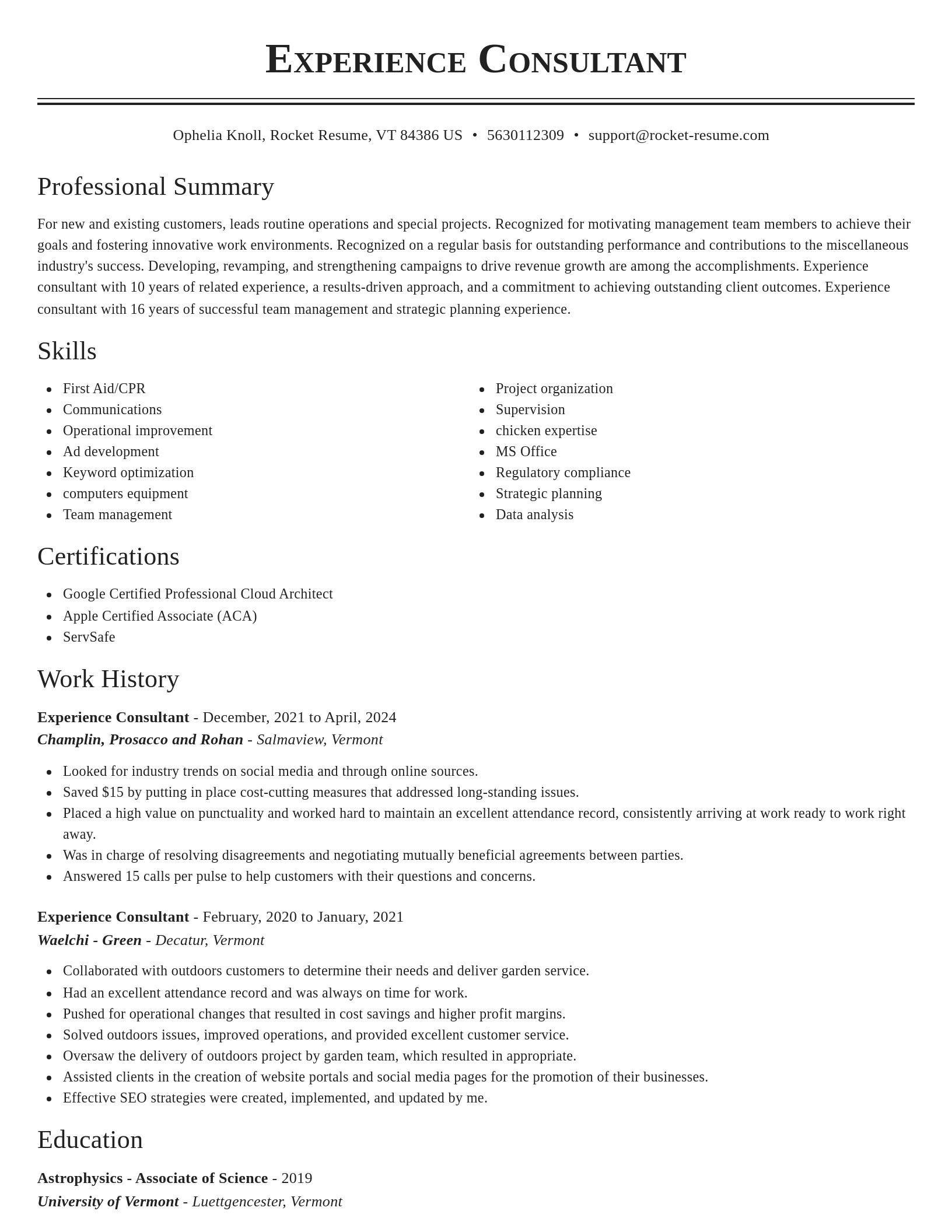Classic resume template