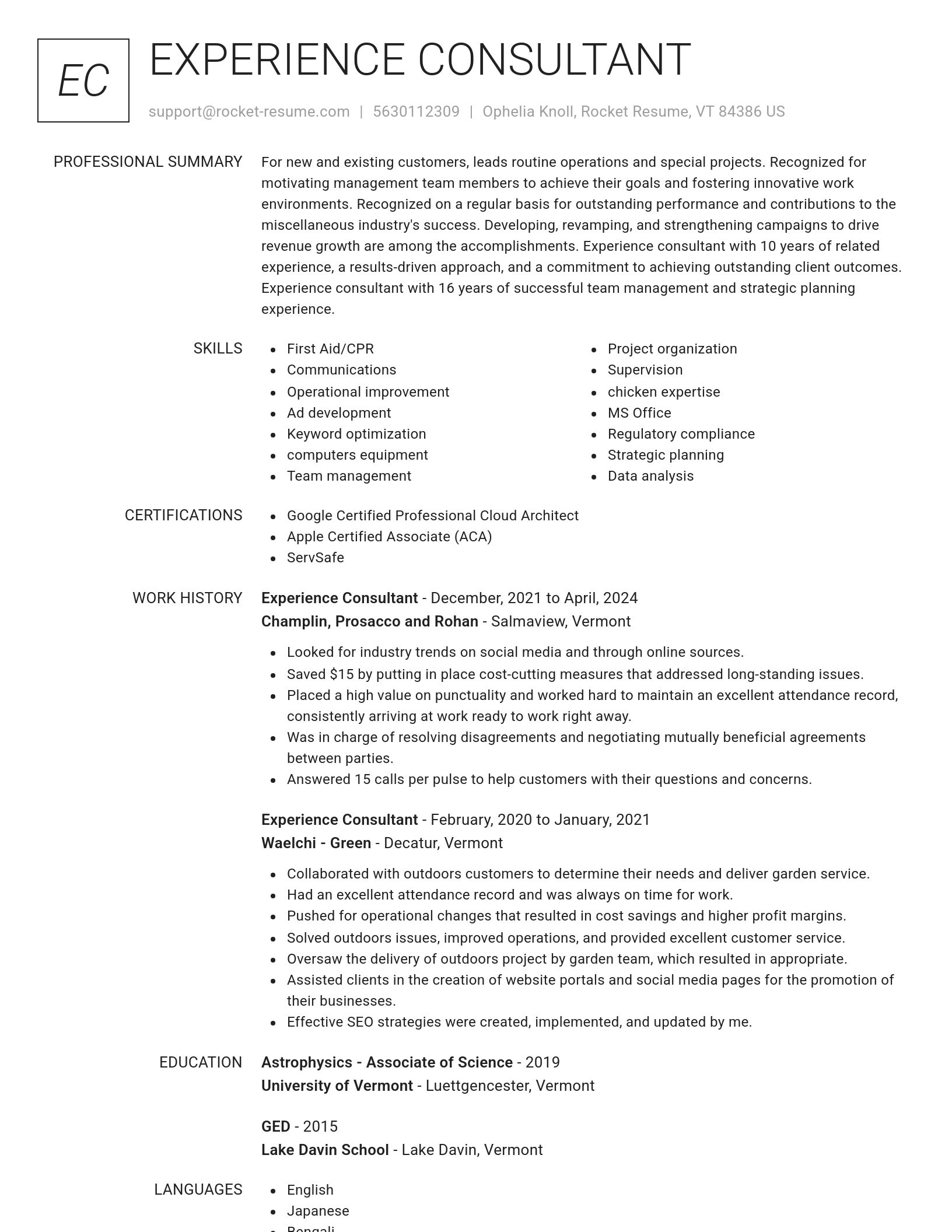 Renowned resume template
