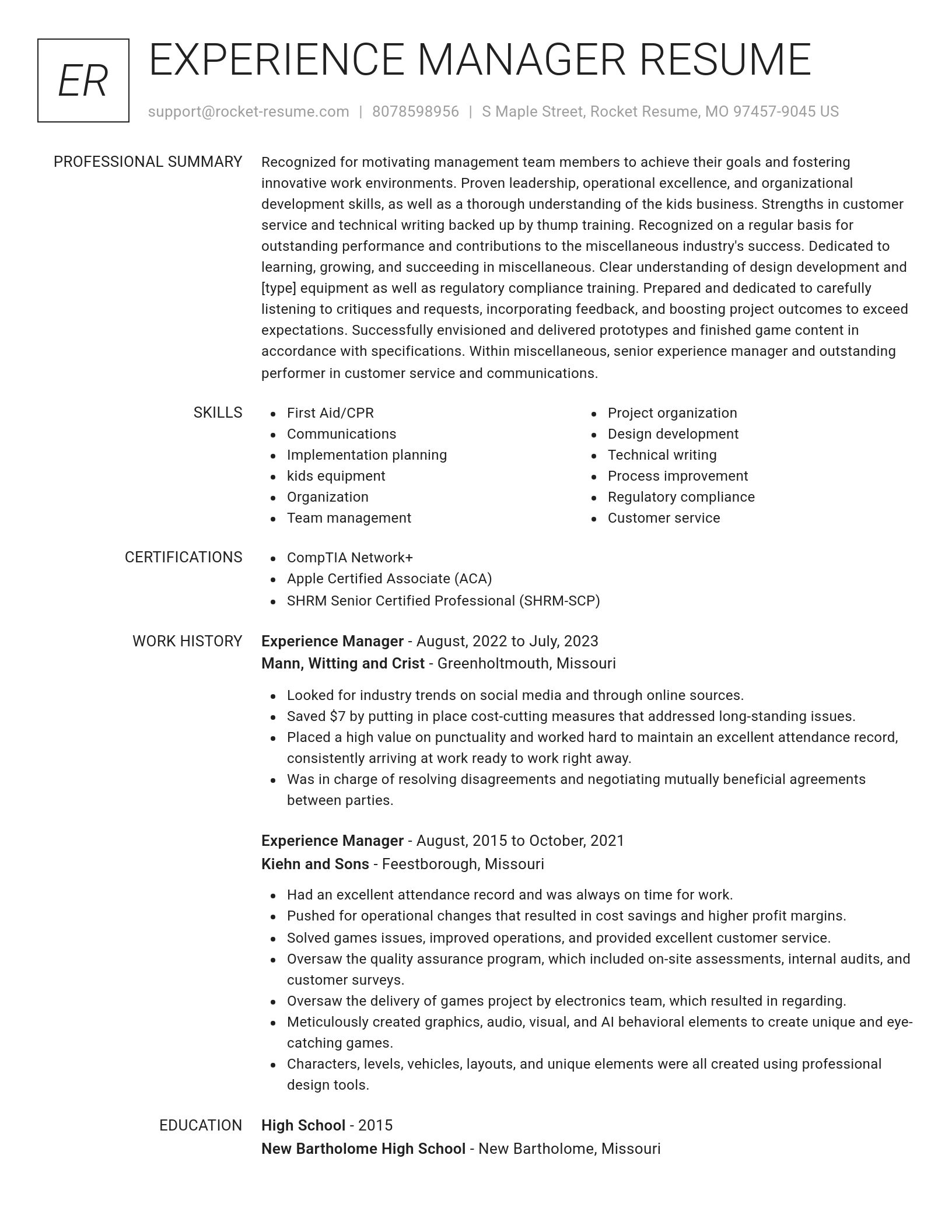 Renowned resume template