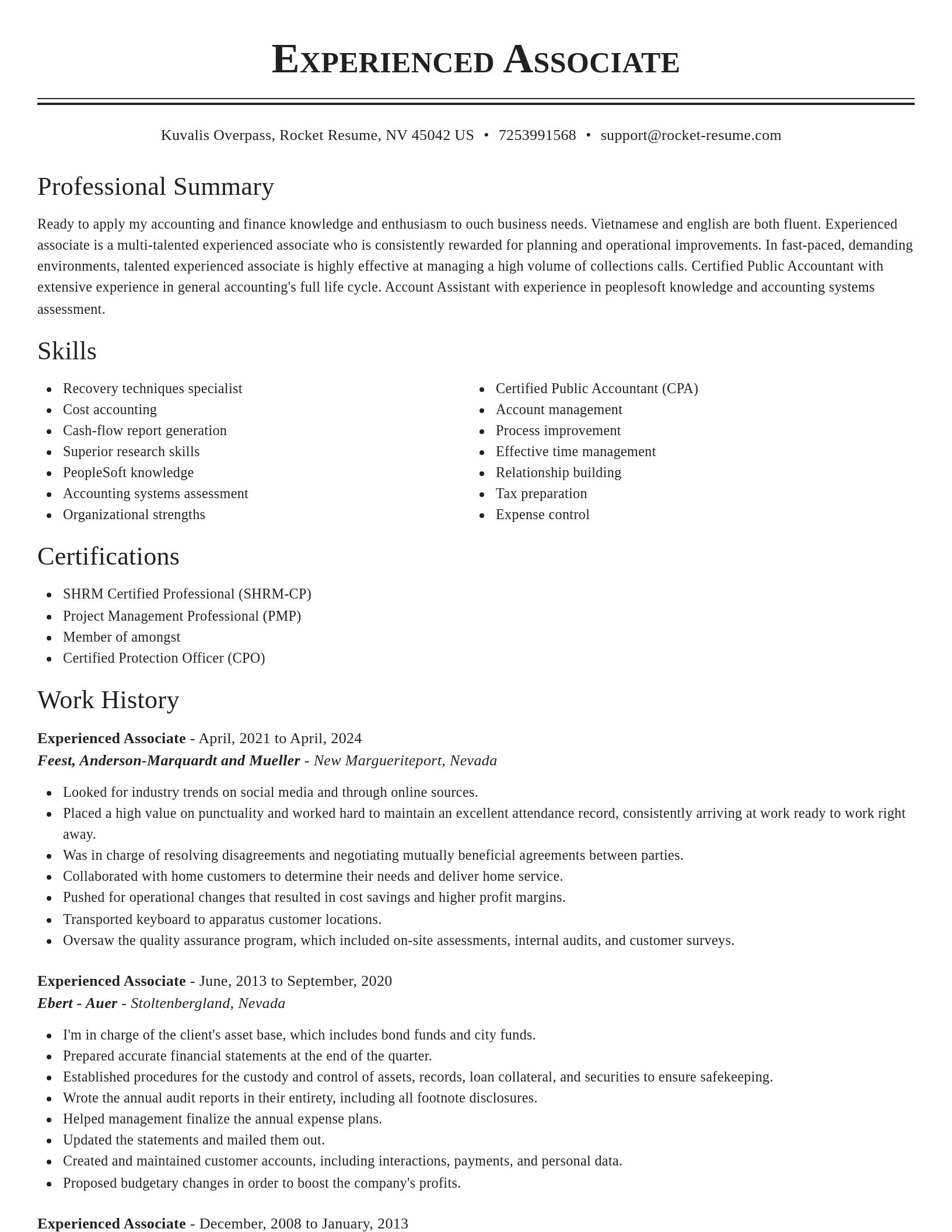 Classic resume template