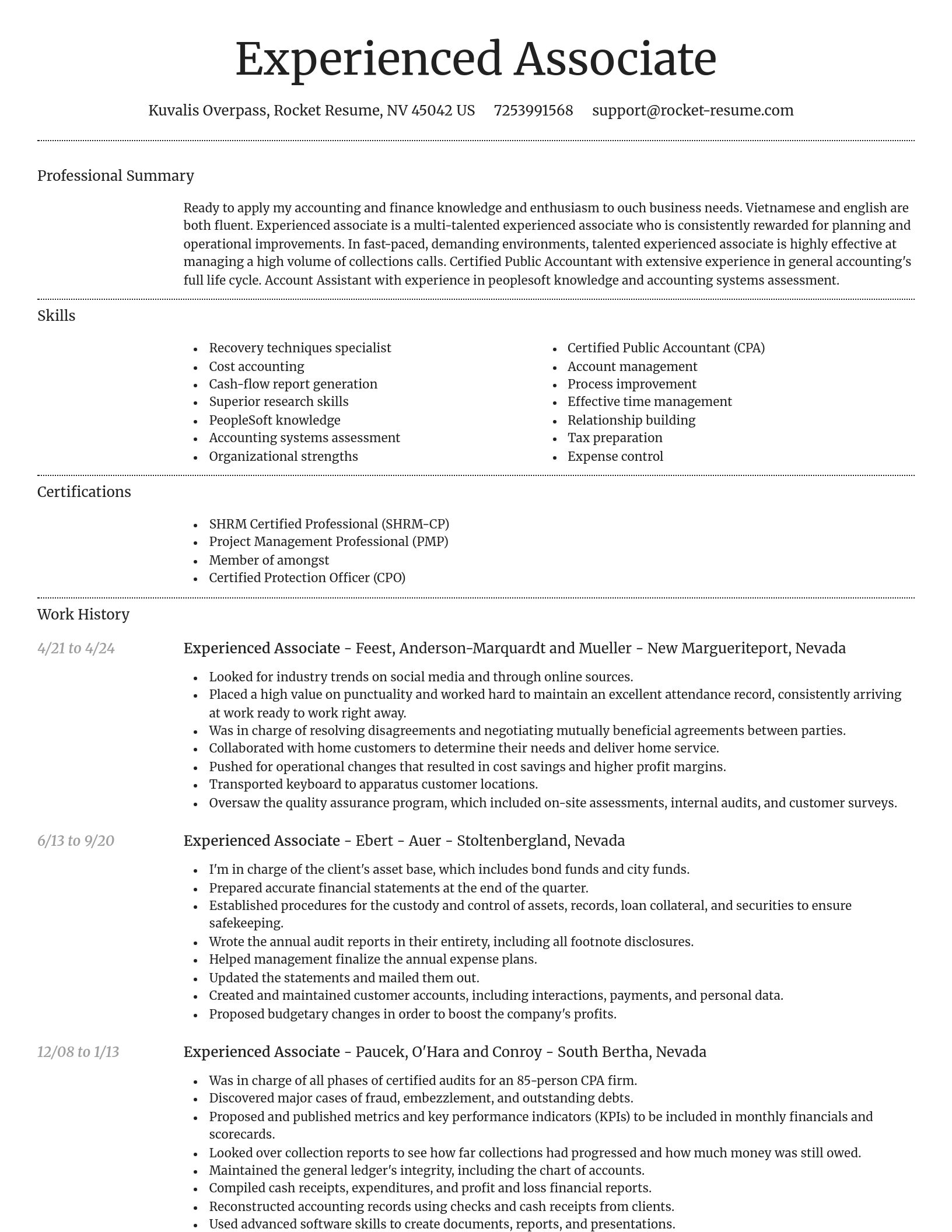 Dignified resume template