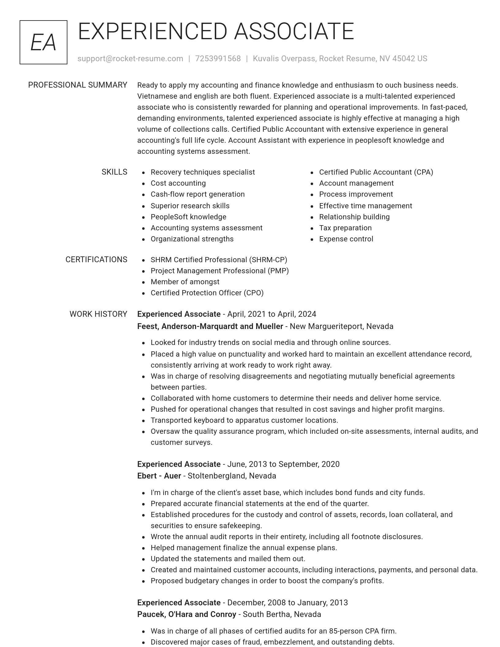 Renowned resume template