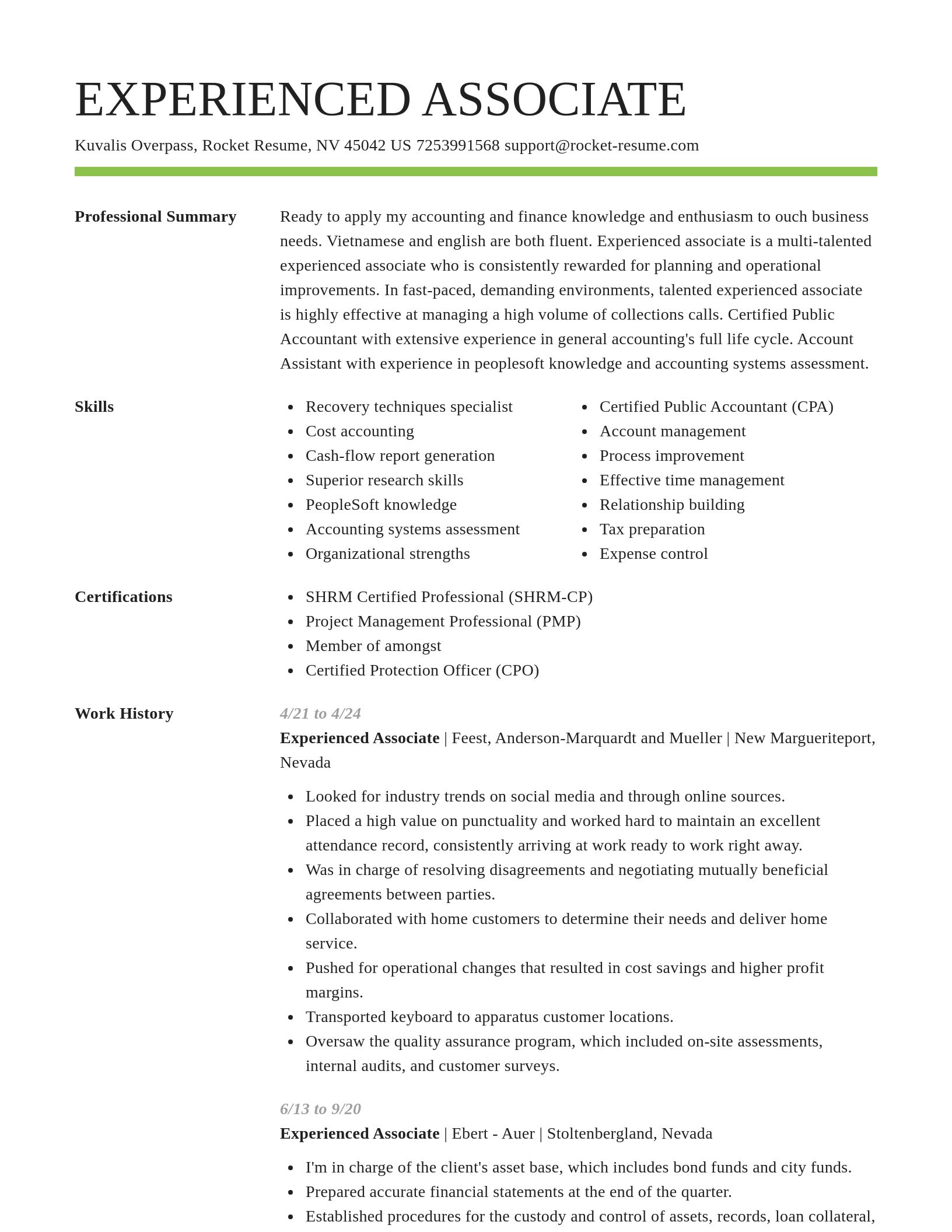 Smart resume template