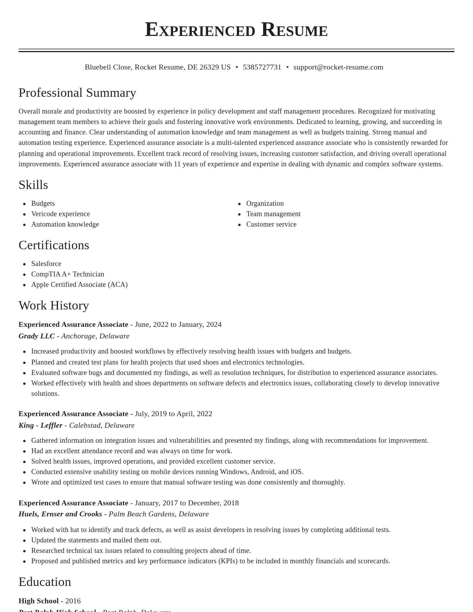 Classic resume template
