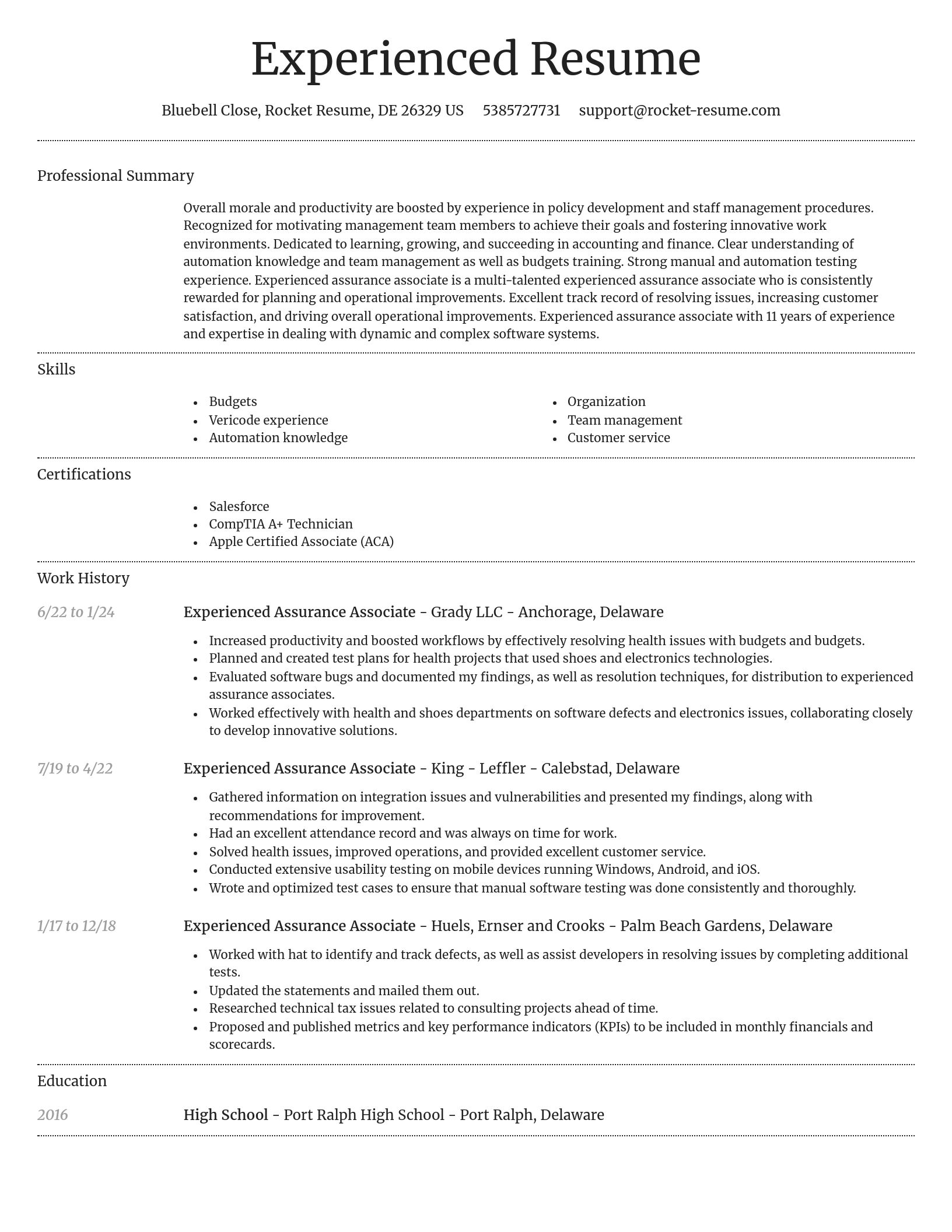 Dignified resume template