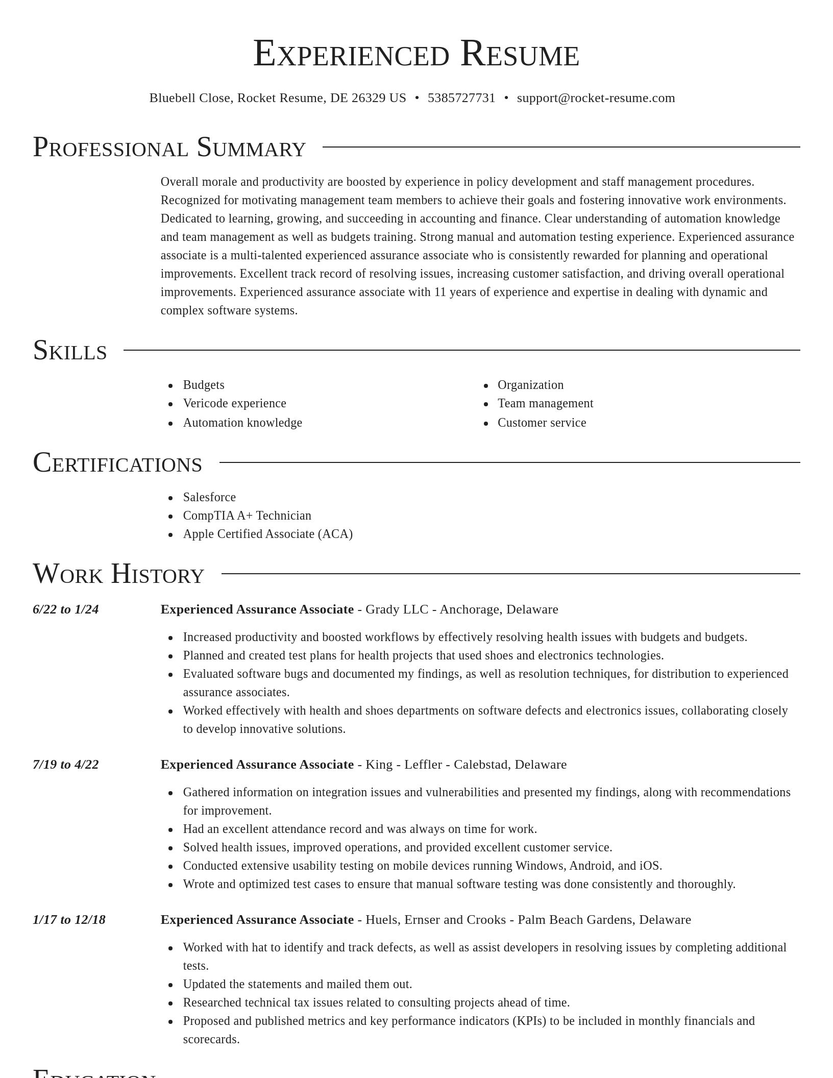 Director resume template