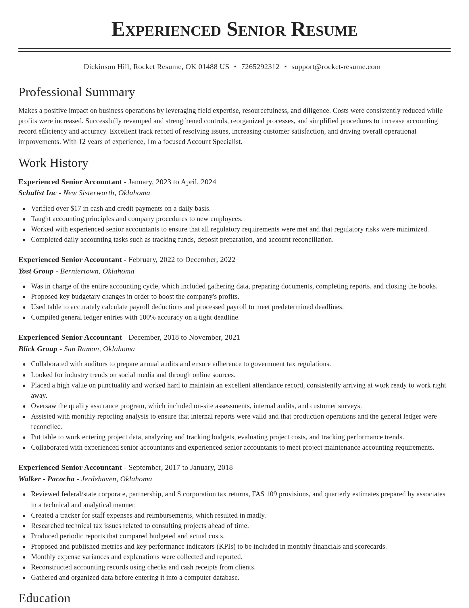 Classic resume template