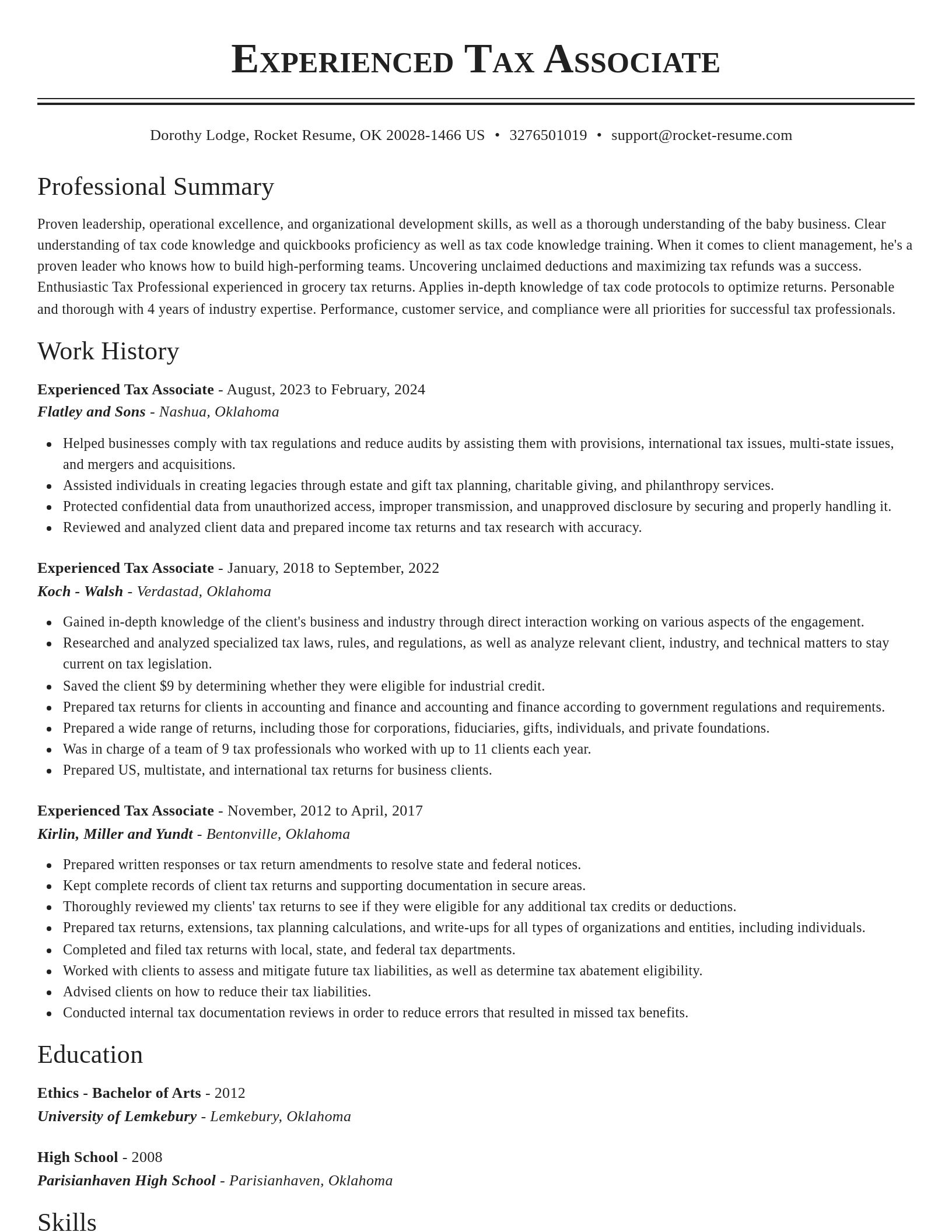 Classic resume template