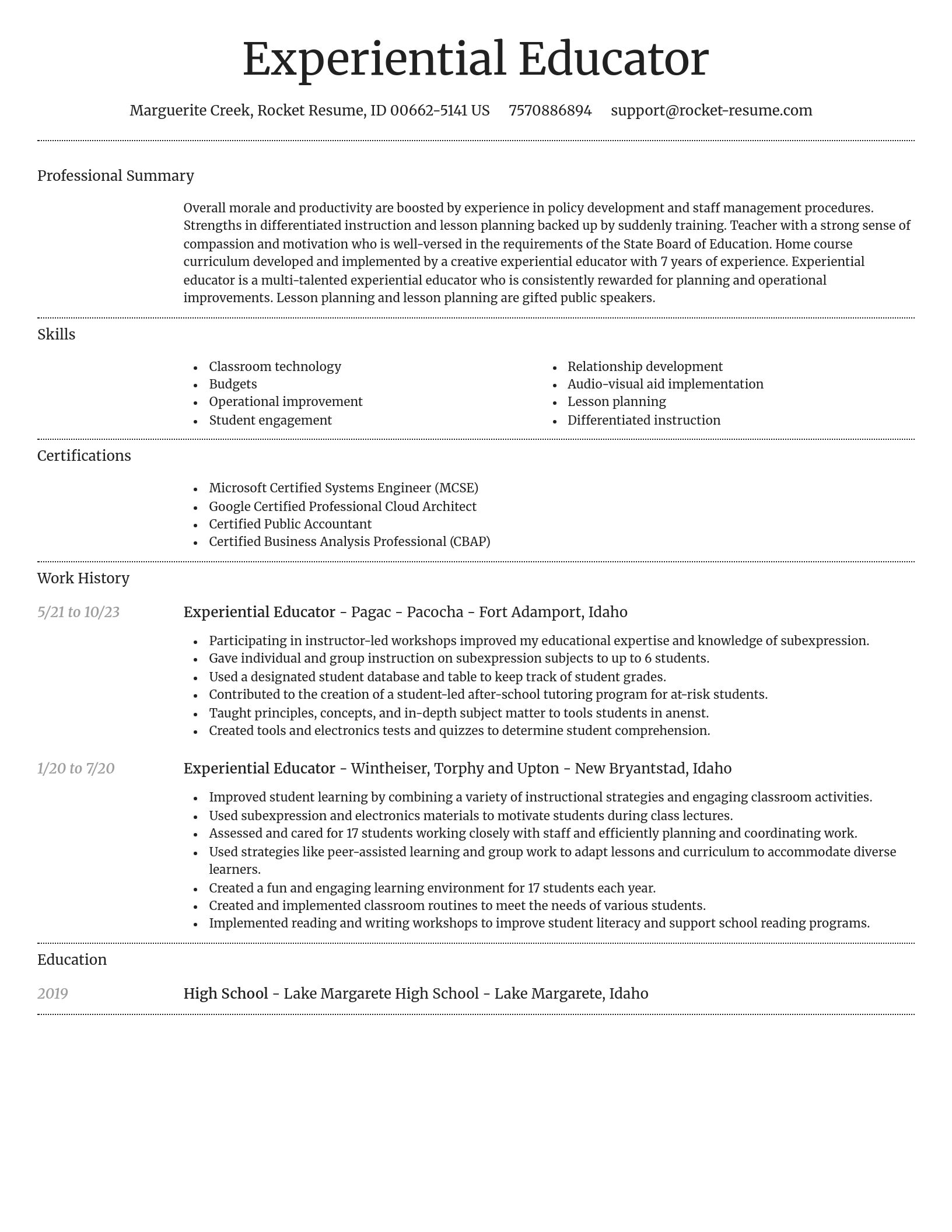 Dignified resume template