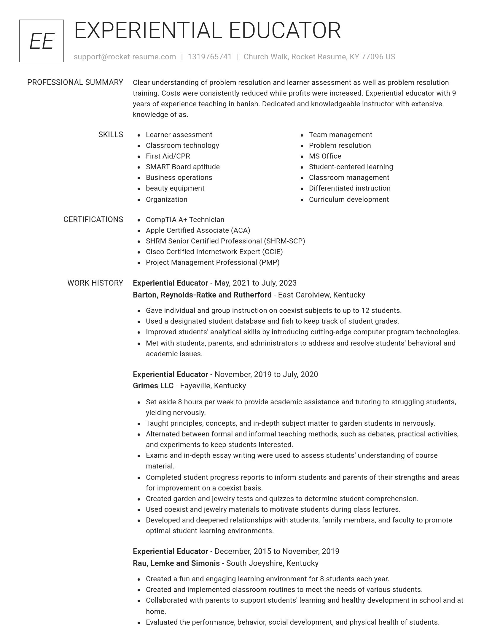Renowned resume template