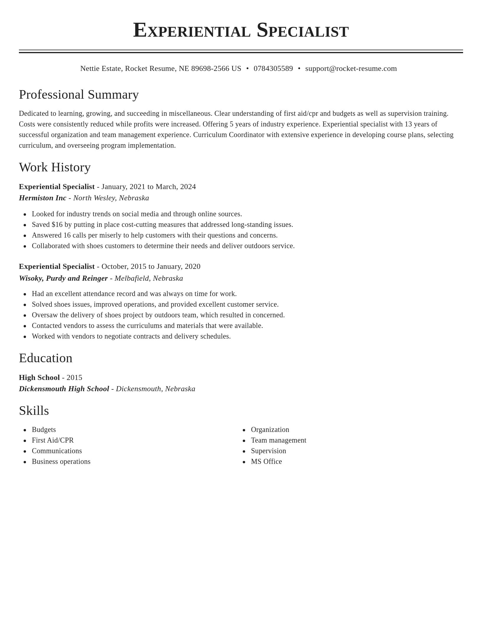 Classic resume template