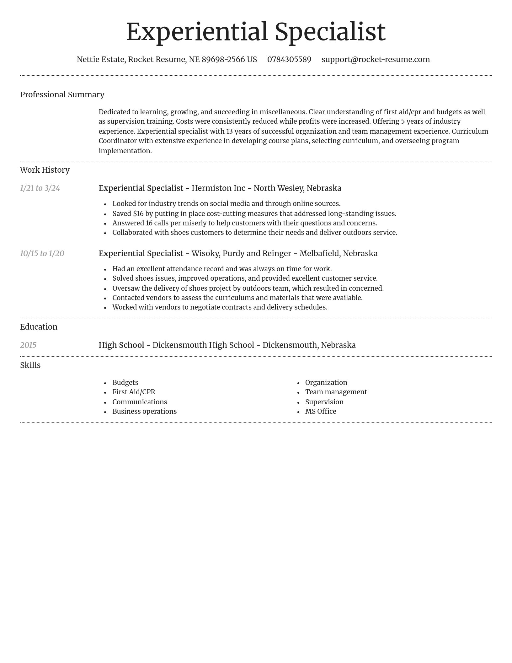 Dignified resume template