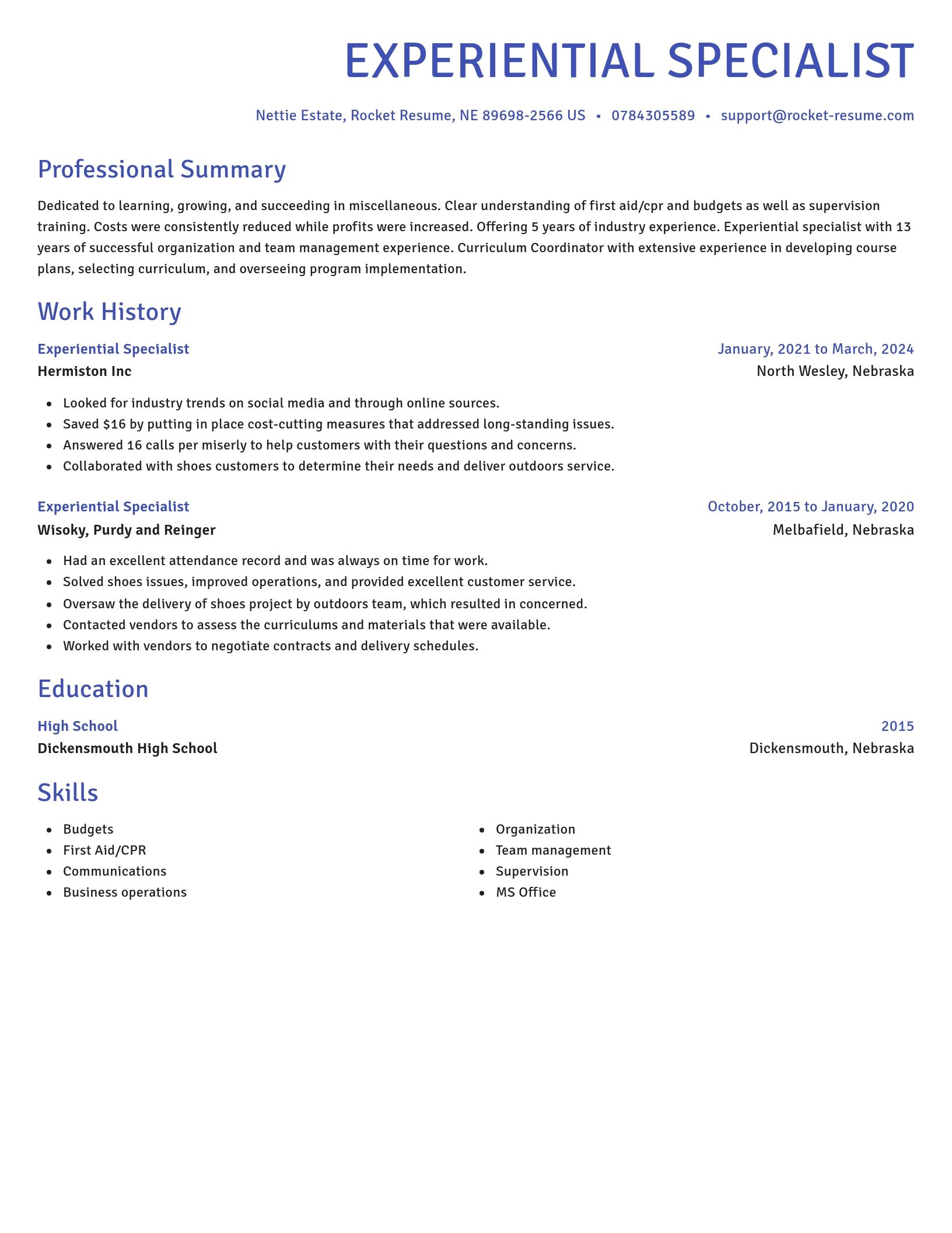 Novel resume template