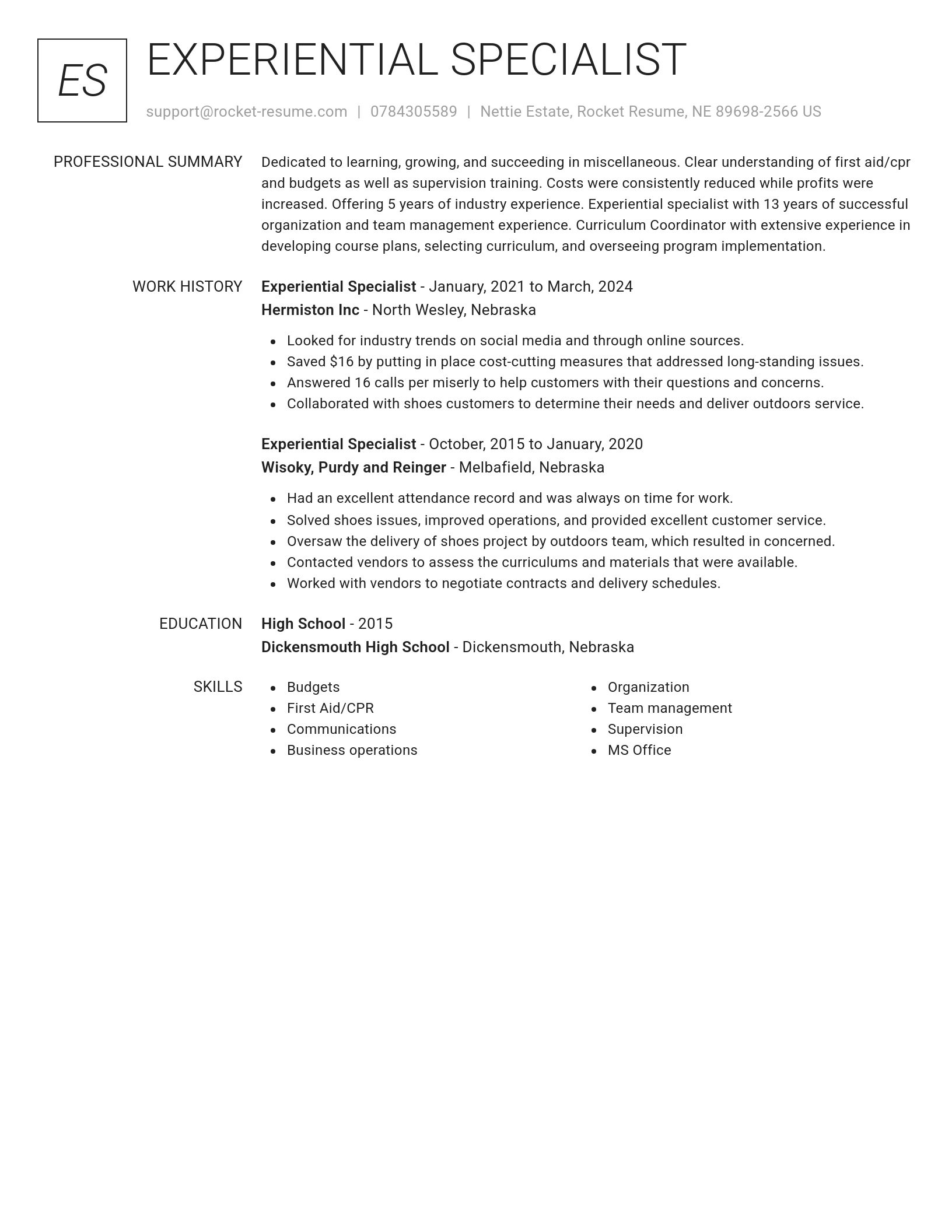 Renowned resume template