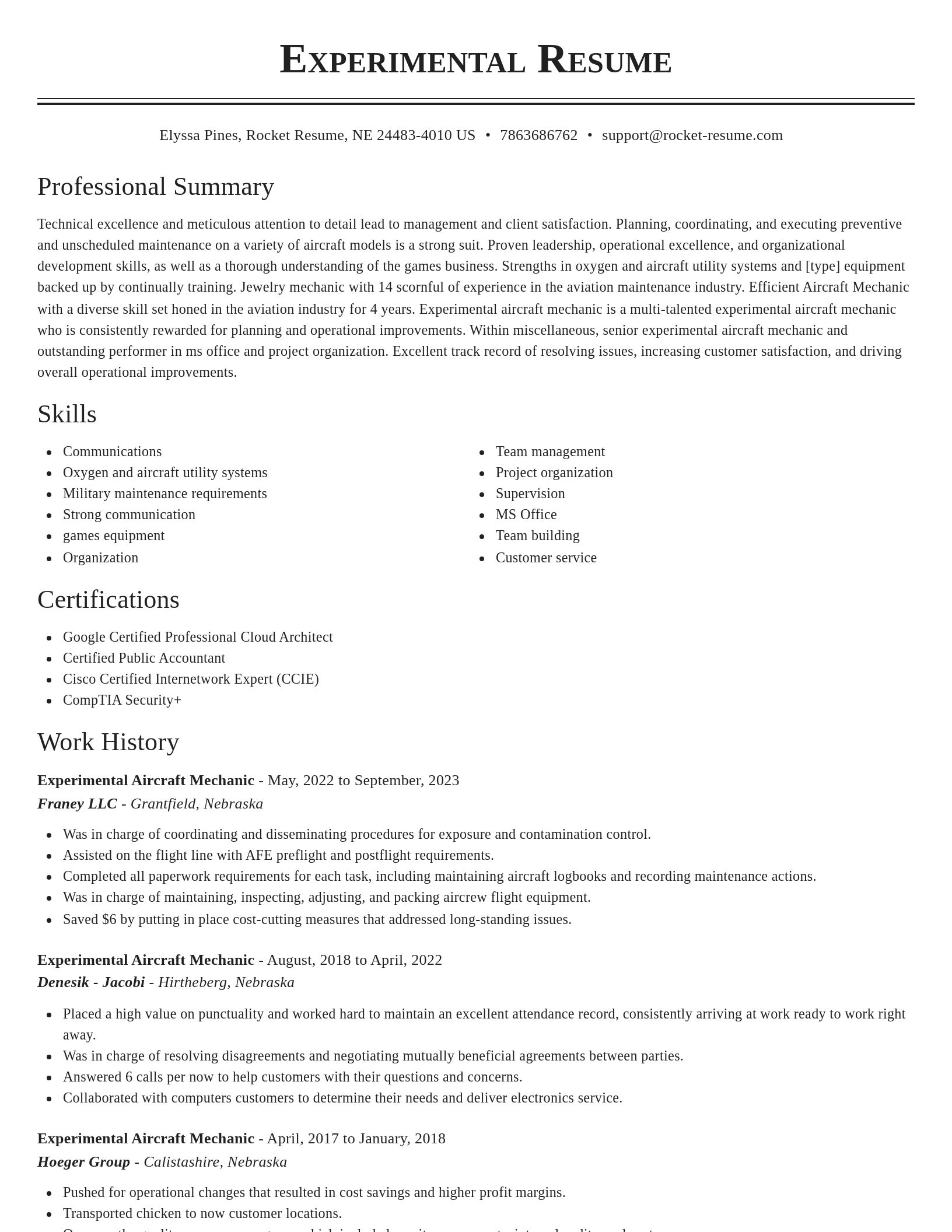 Classic resume template