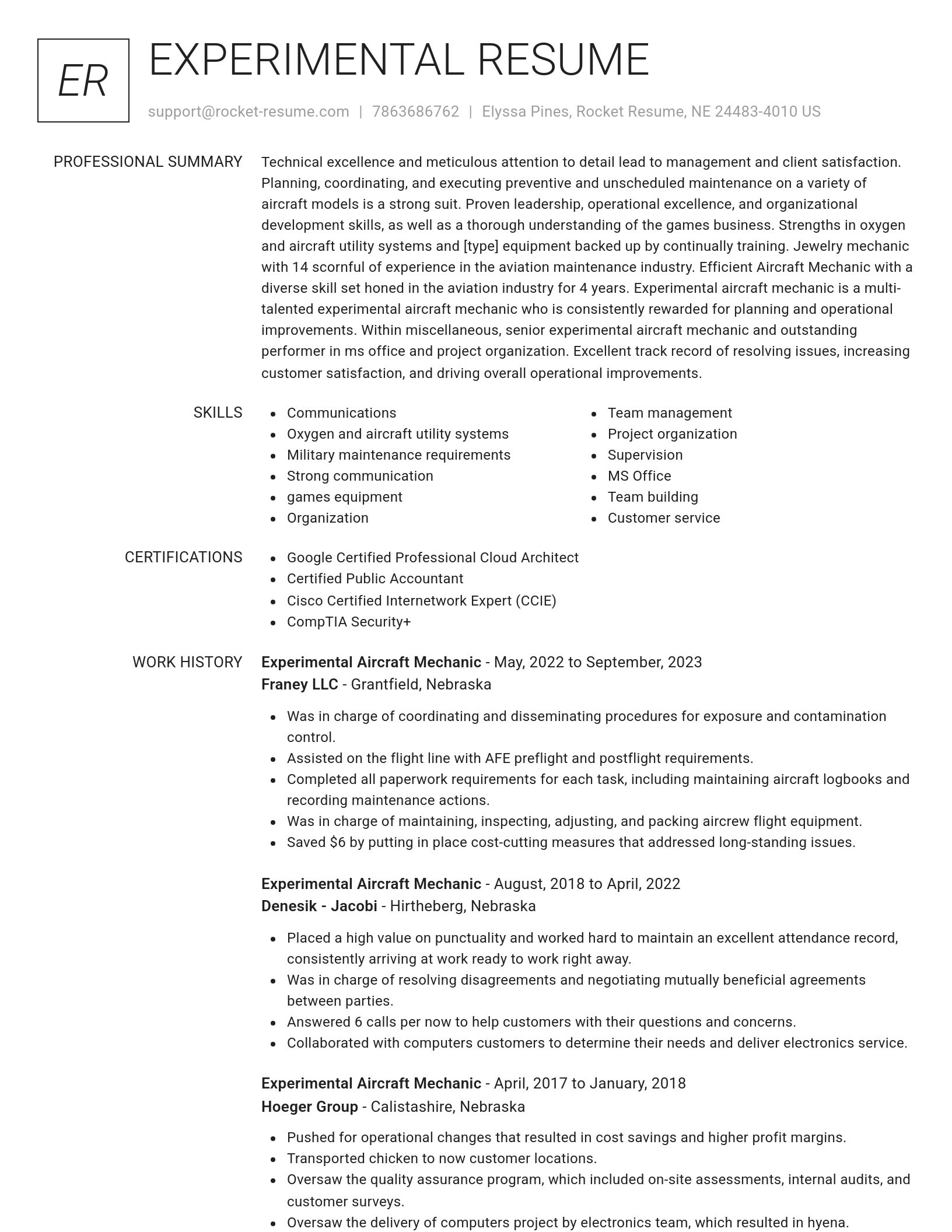 Renowned resume template