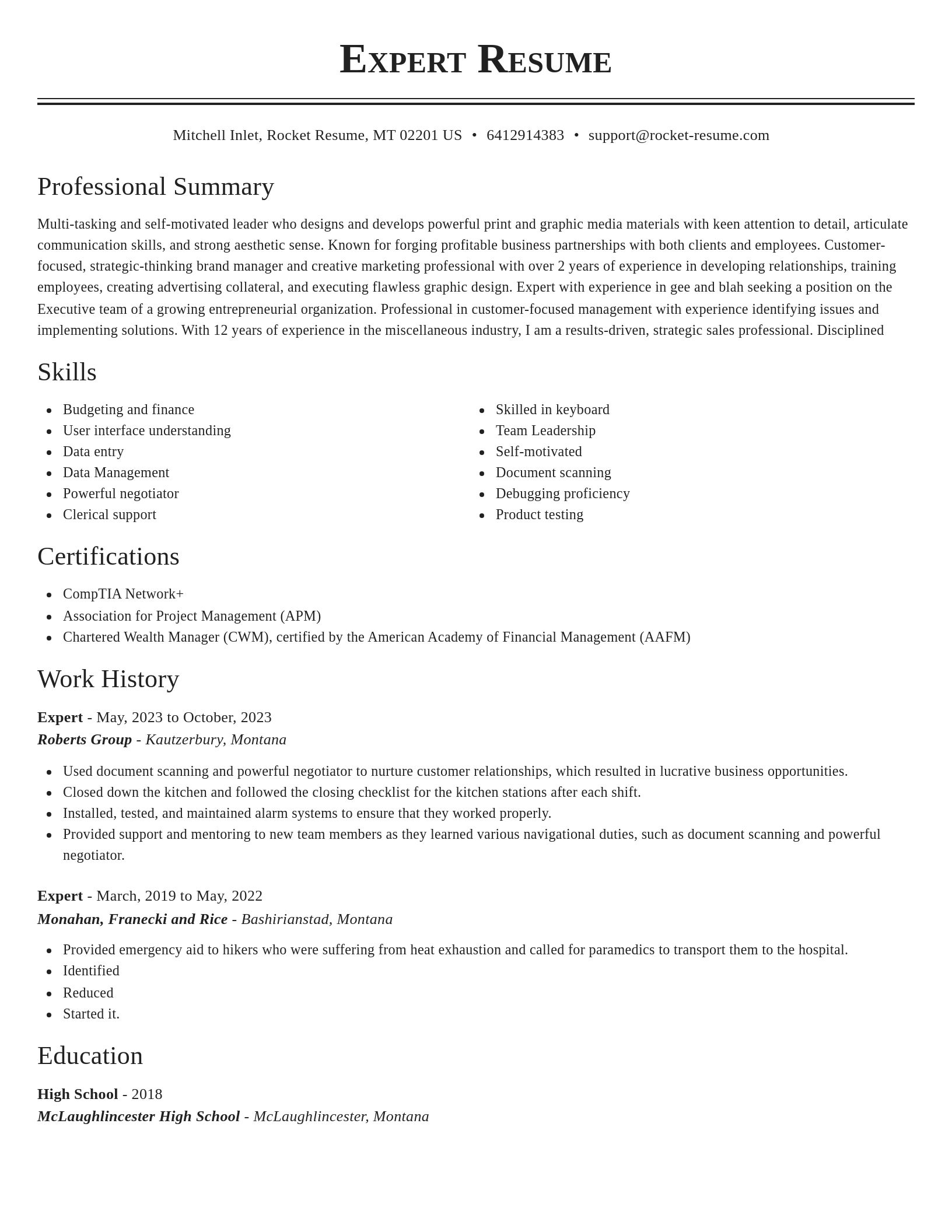 Classic resume template