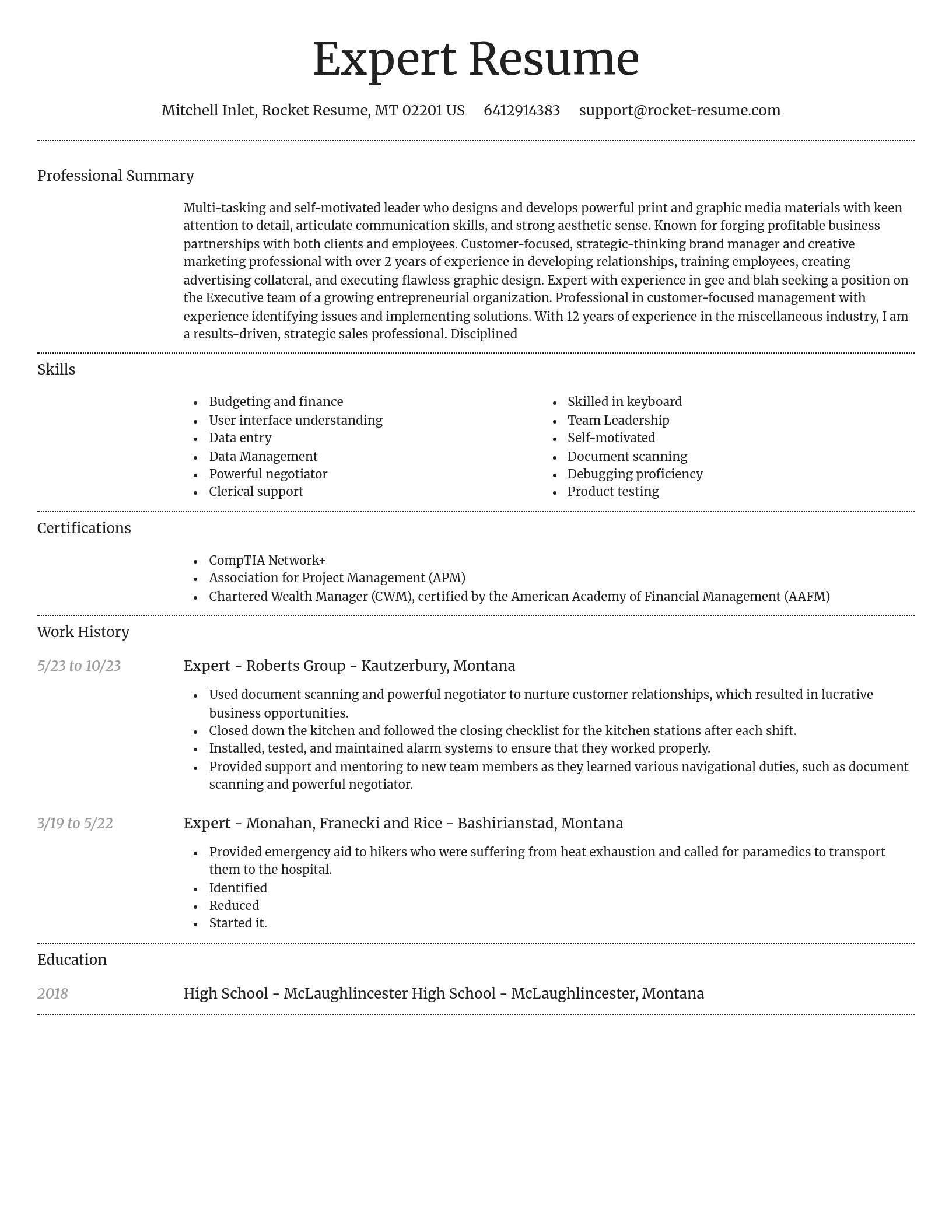 Dignified resume template