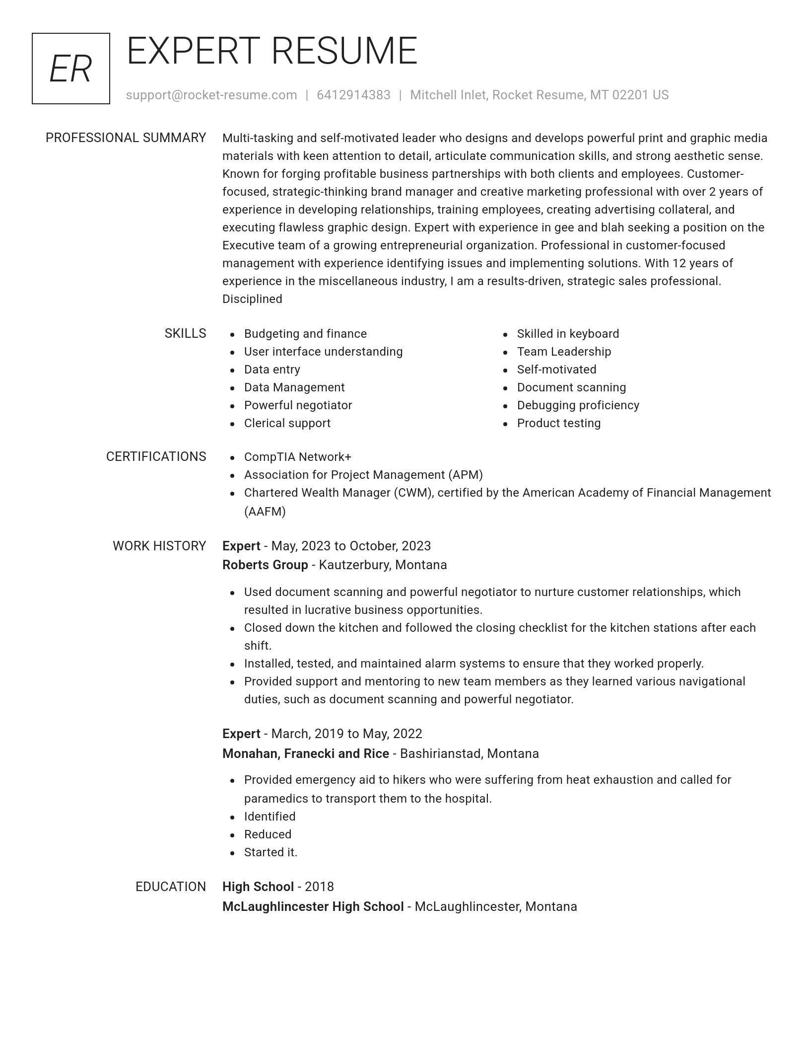 Renowned resume template