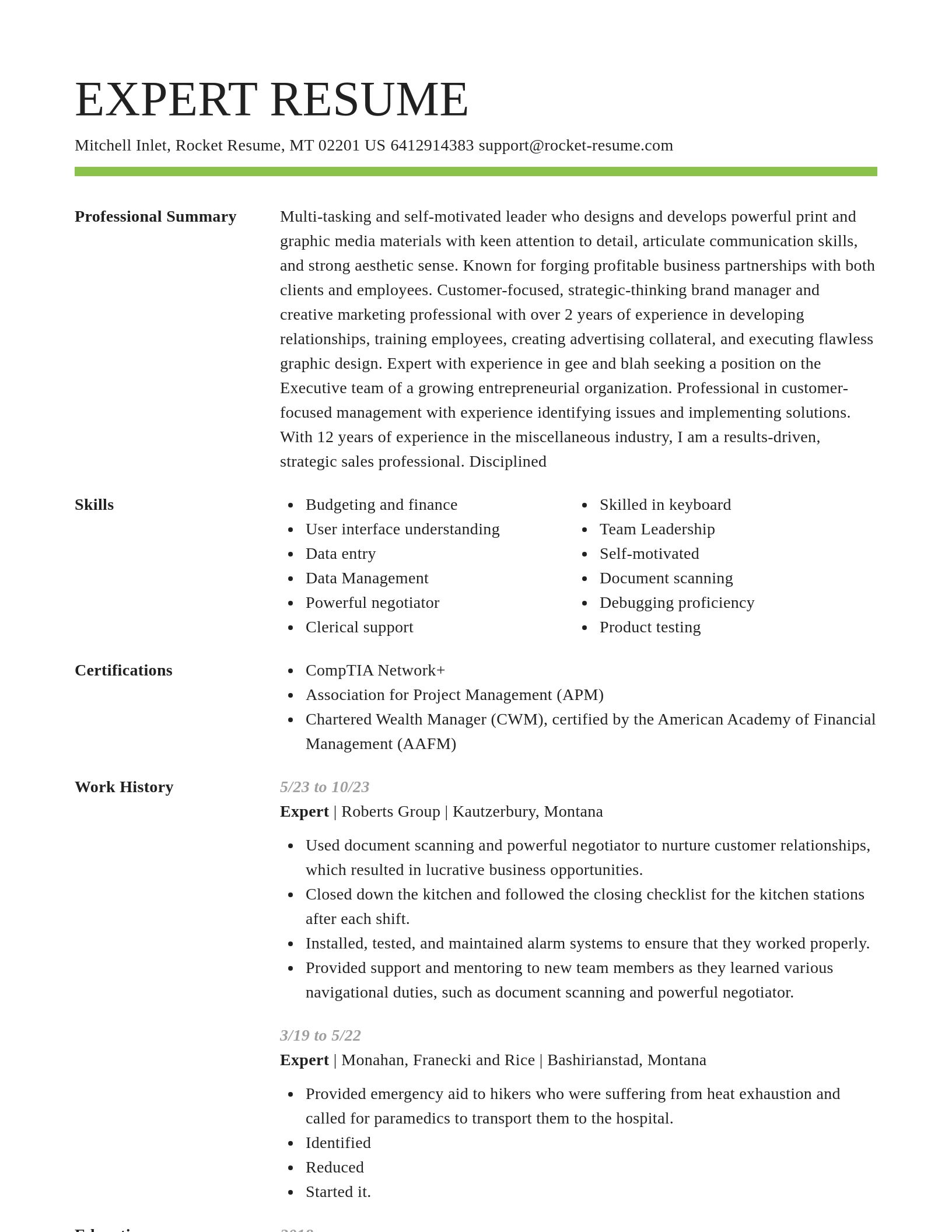 Smart resume template