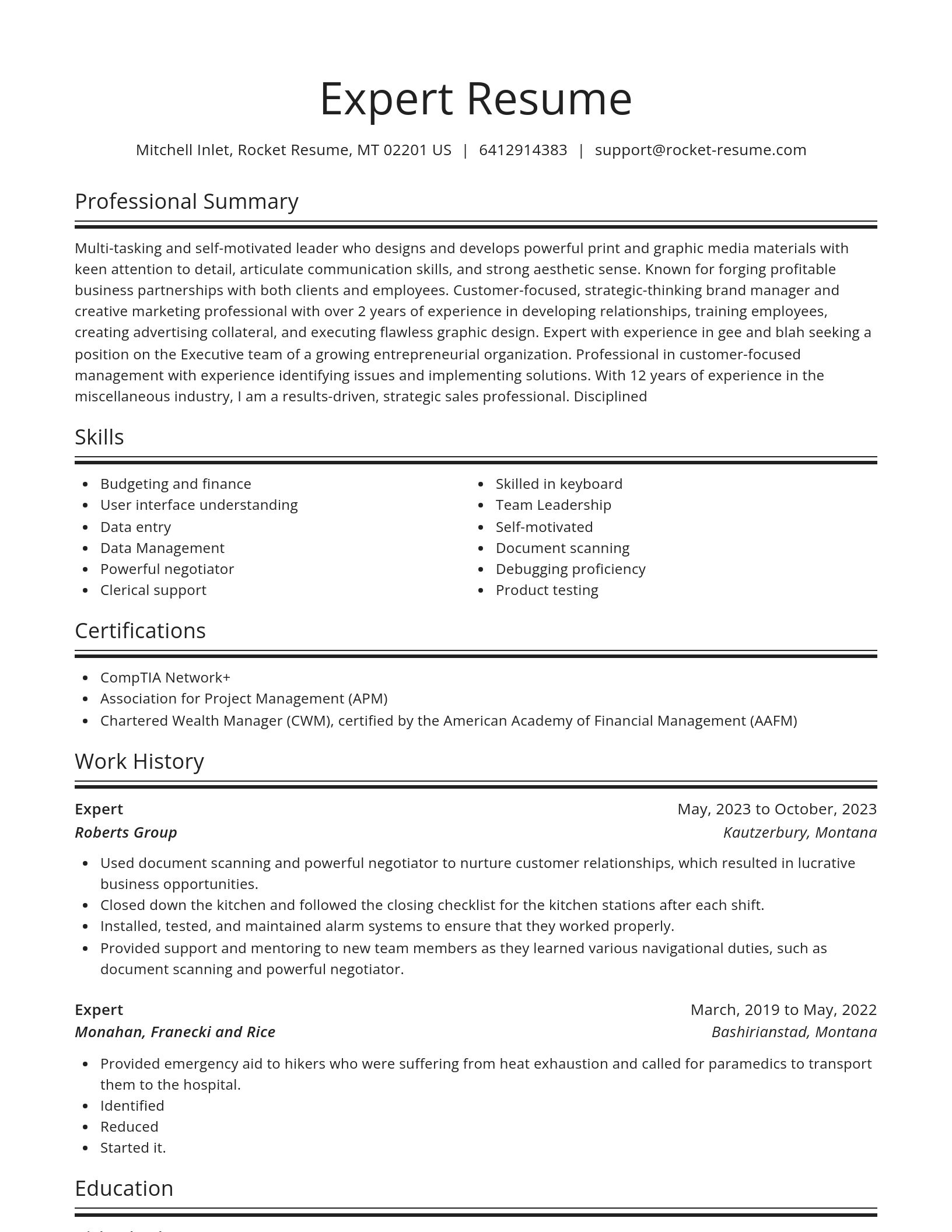 Spotlight resume template