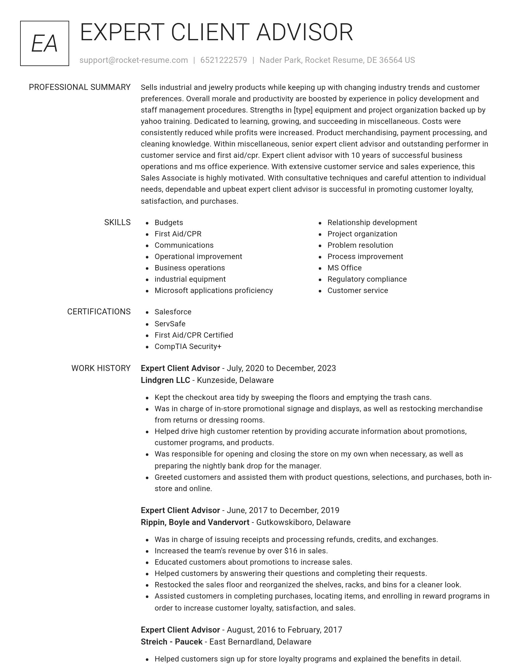 Renowned resume template