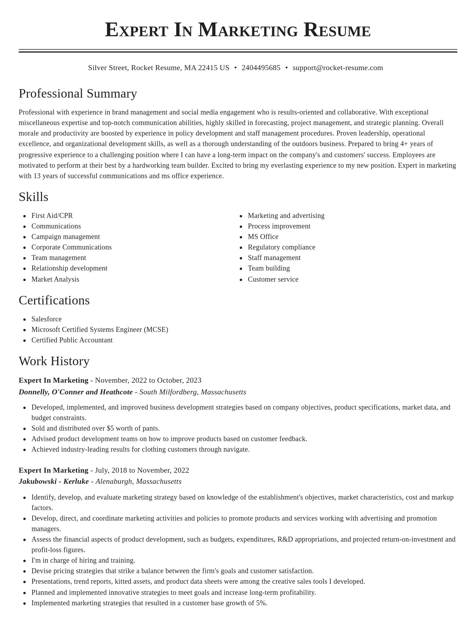 Classic resume template