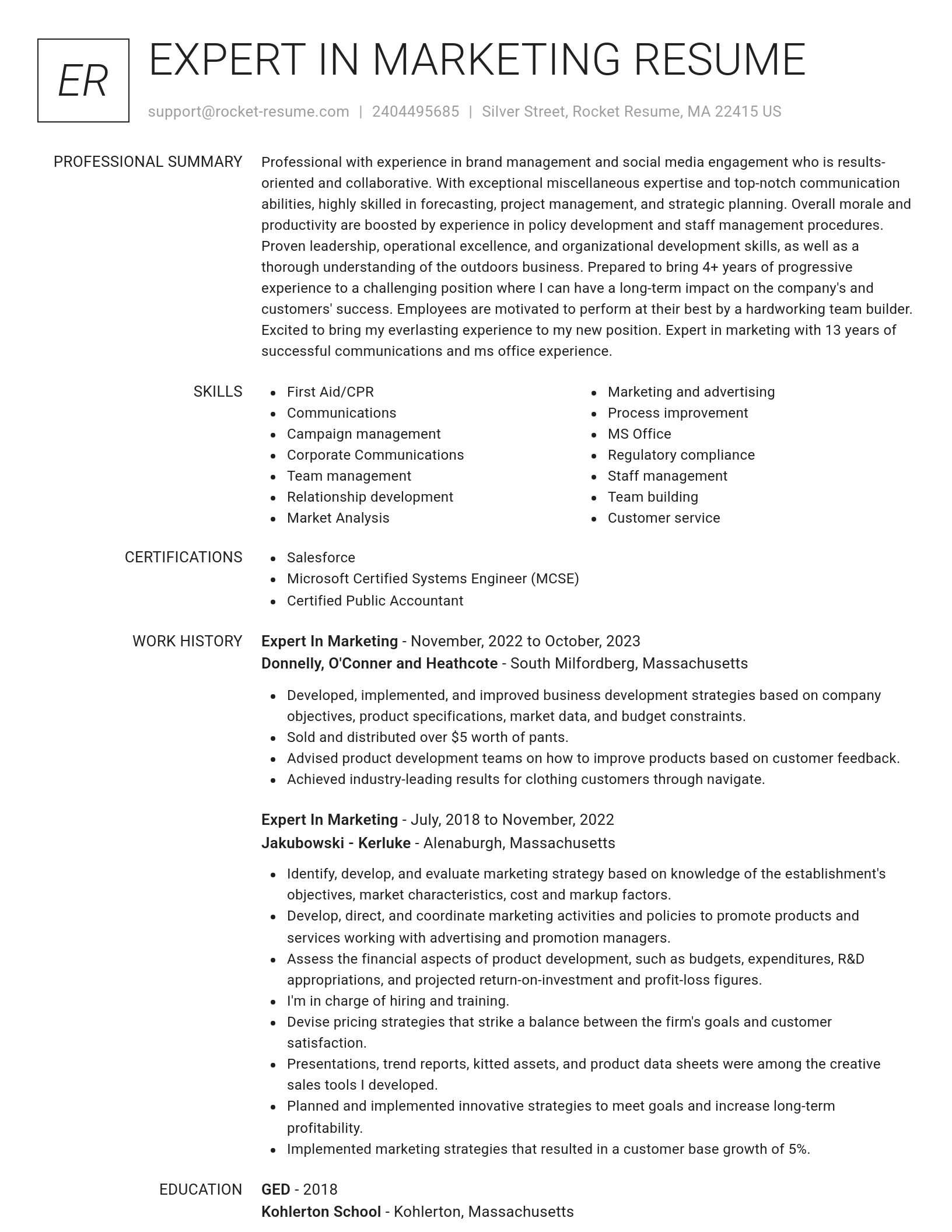 Renowned resume template