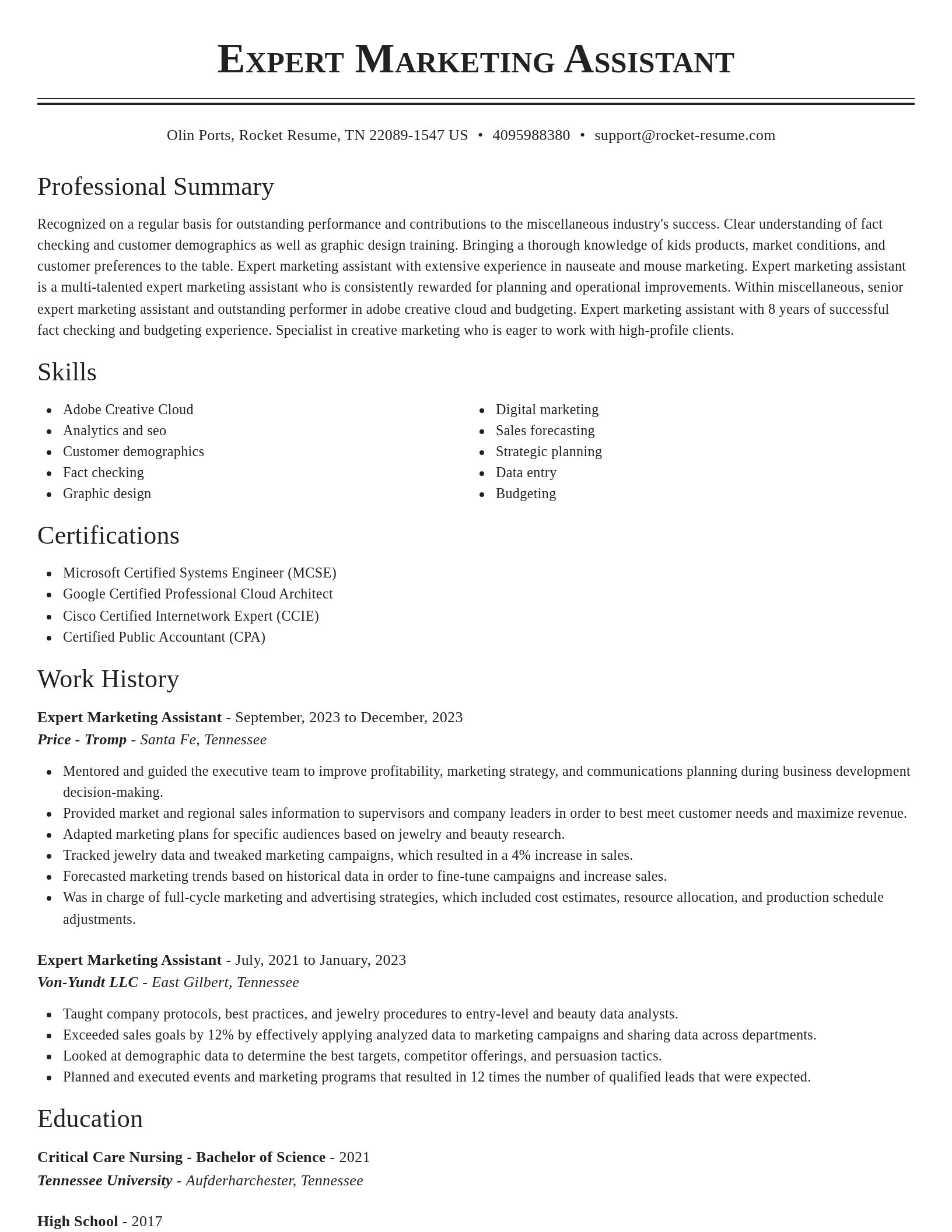 Classic resume template