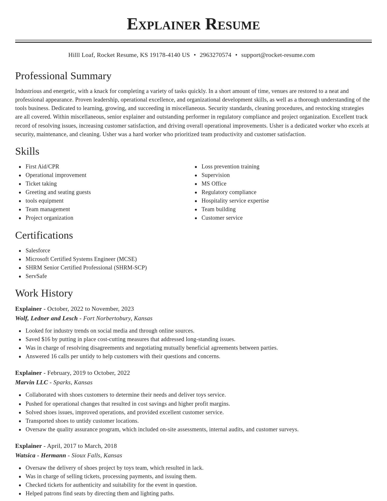 Classic resume template