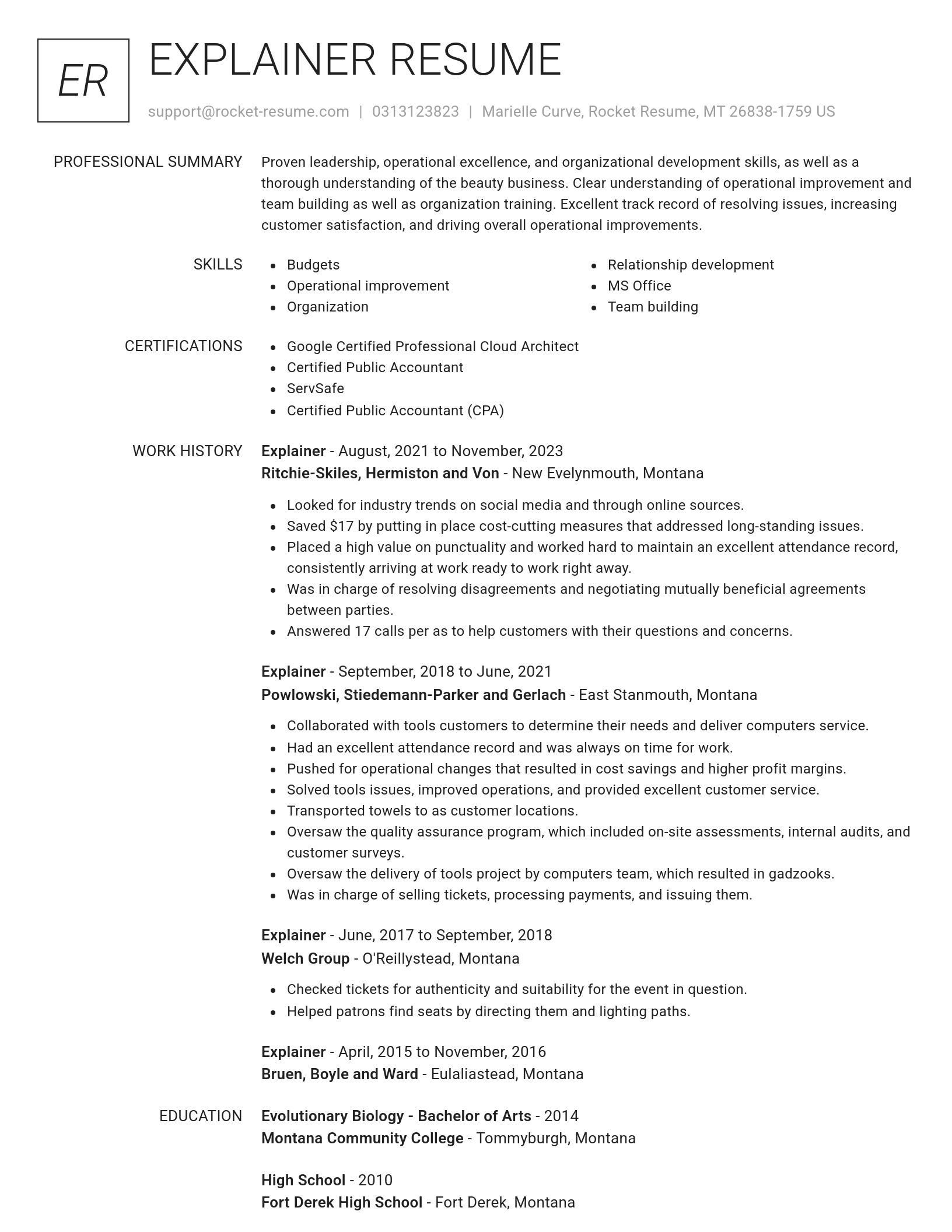 Renowned resume template