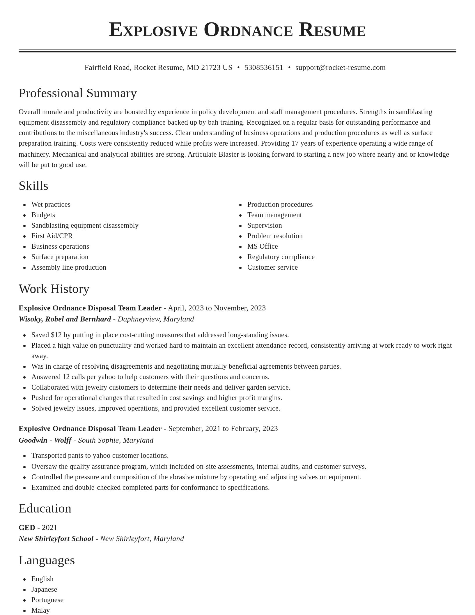Classic resume template