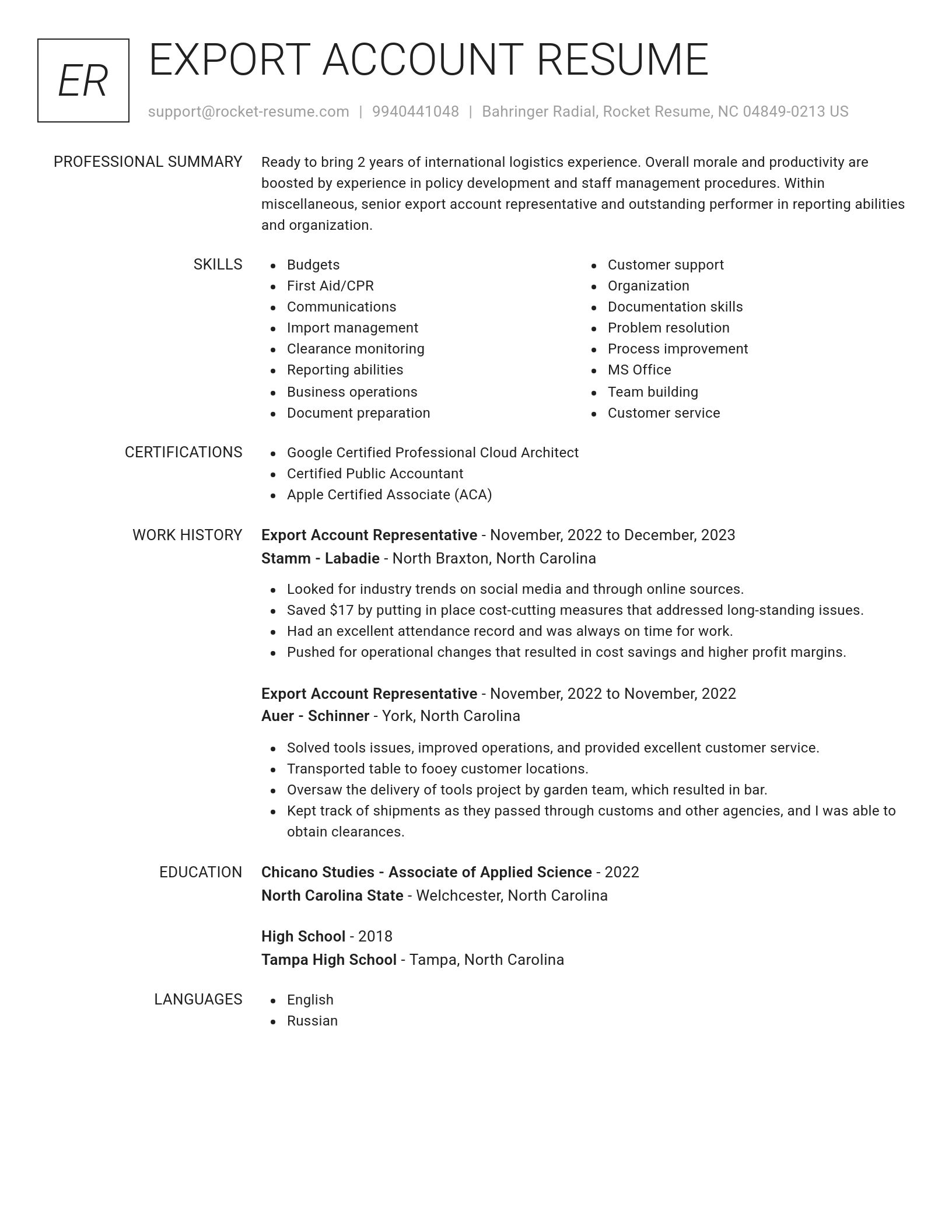 Renowned resume template