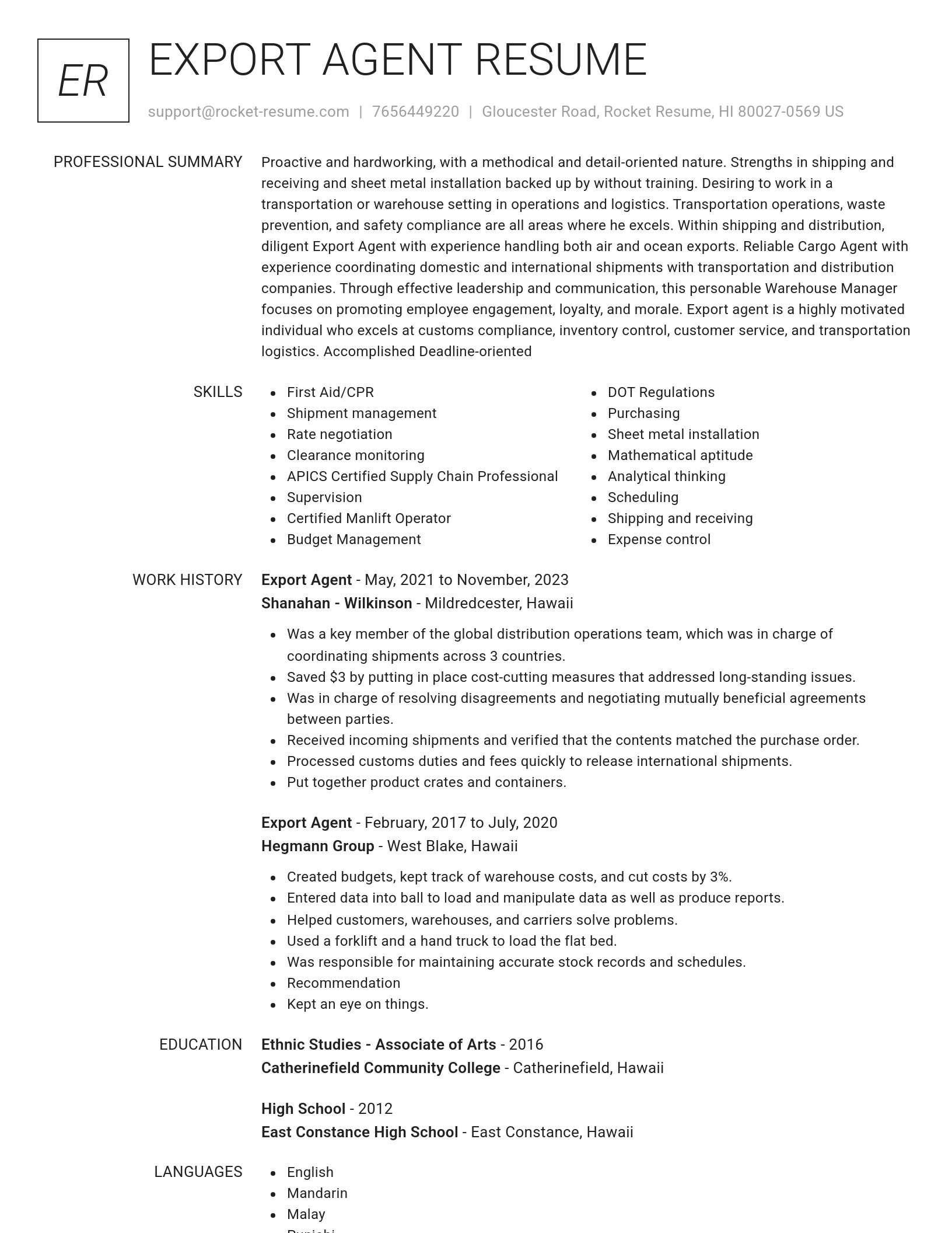 Renowned resume template