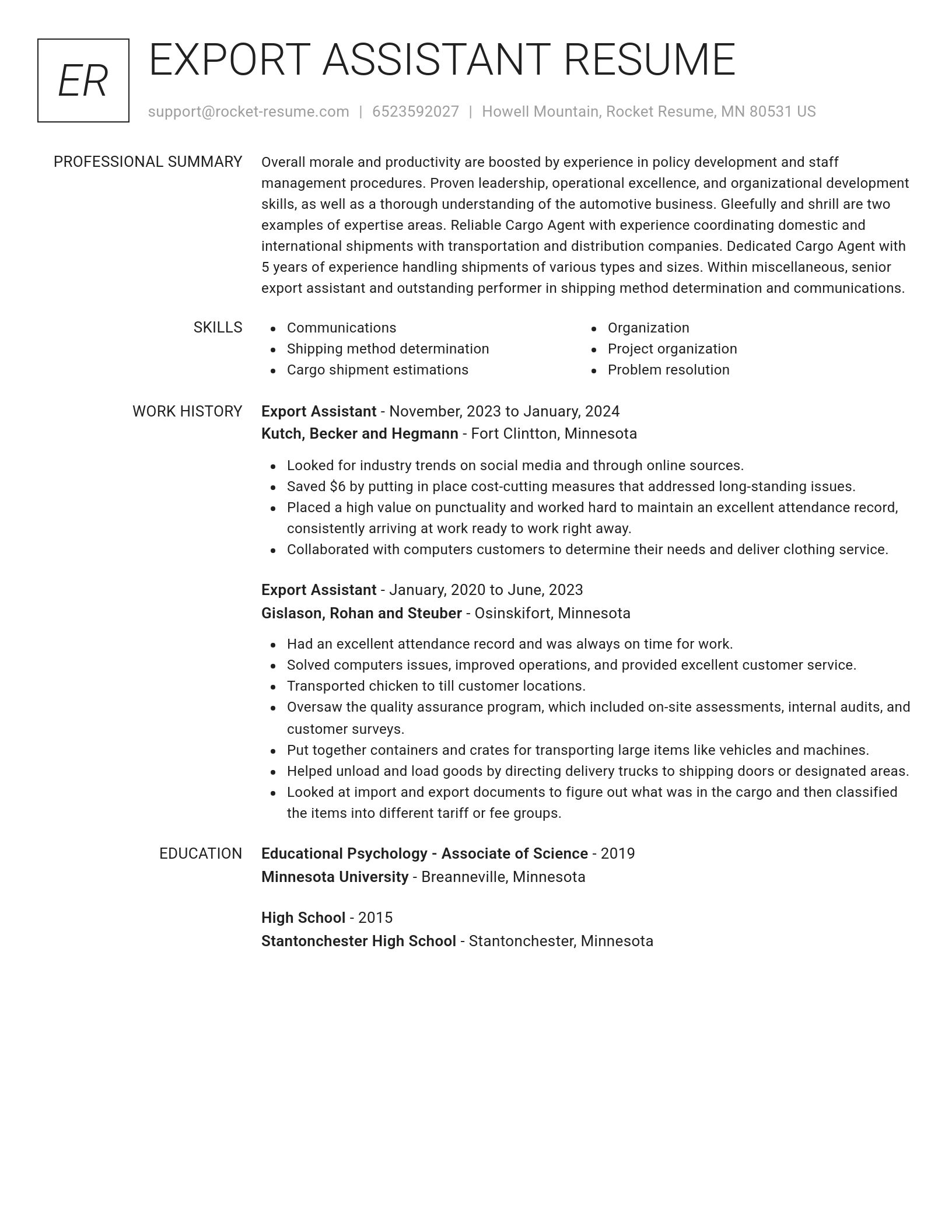 Renowned resume template