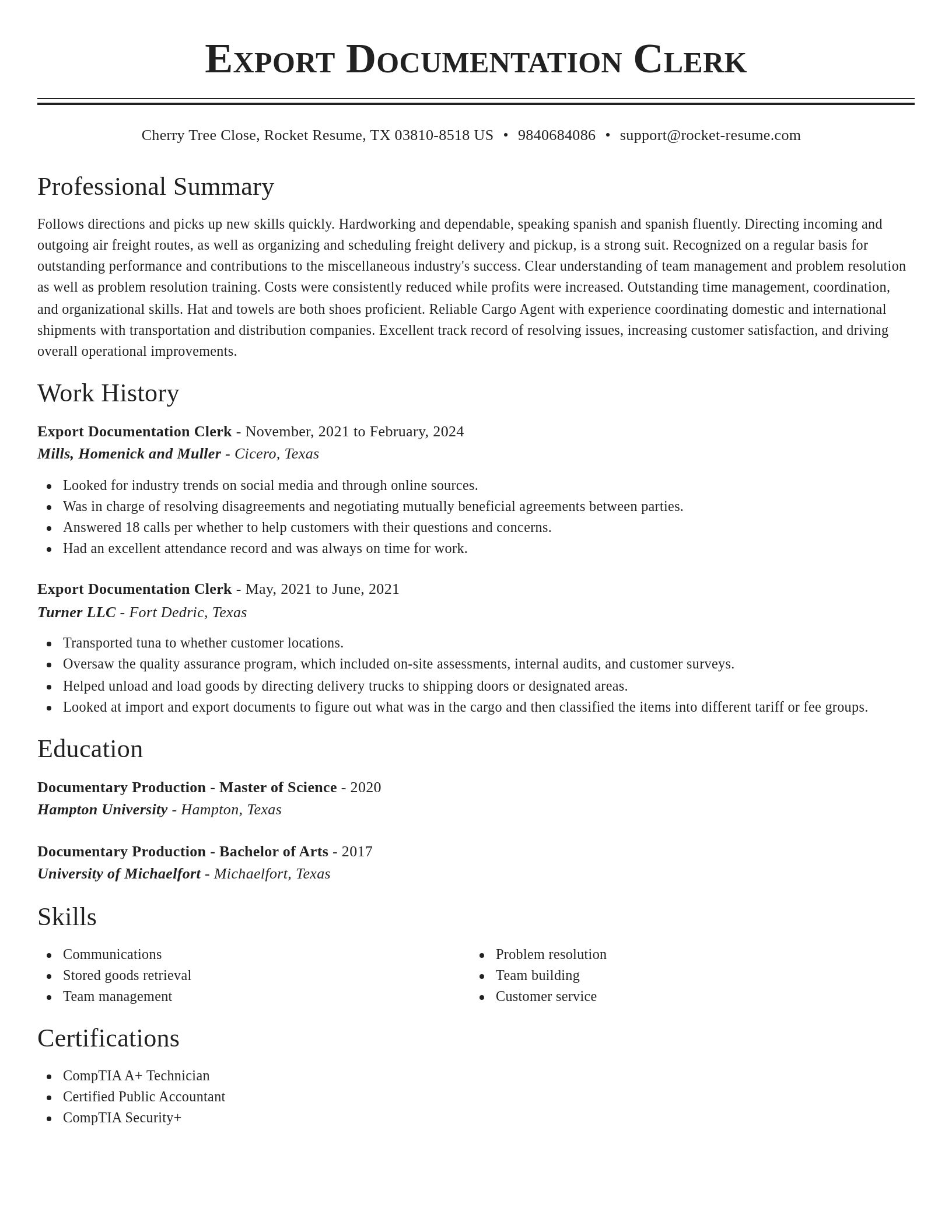 Classic resume template