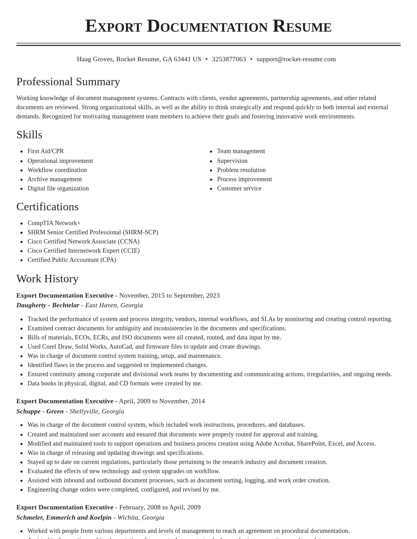 Classic resume template
