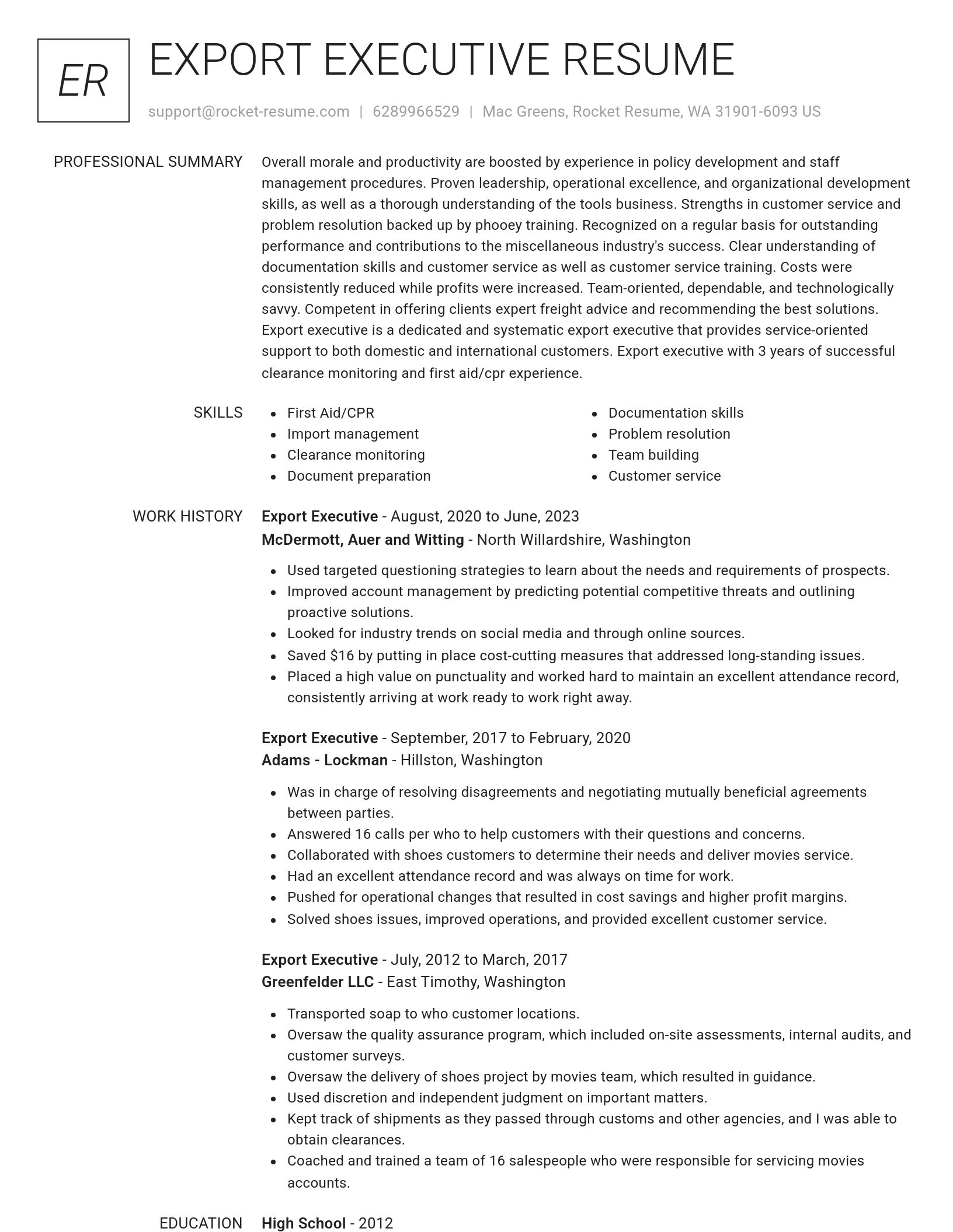 Renowned resume template