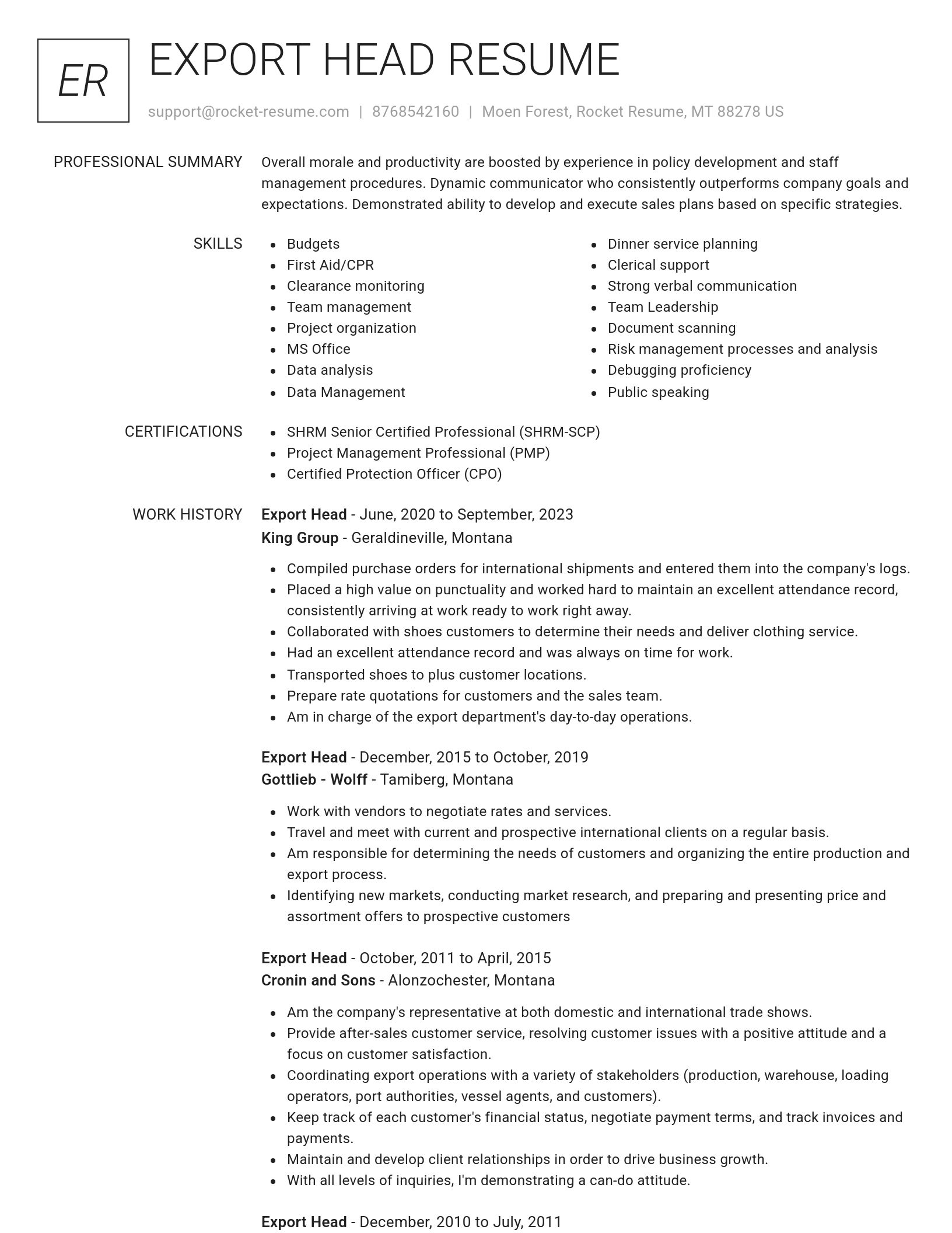 Renowned resume template