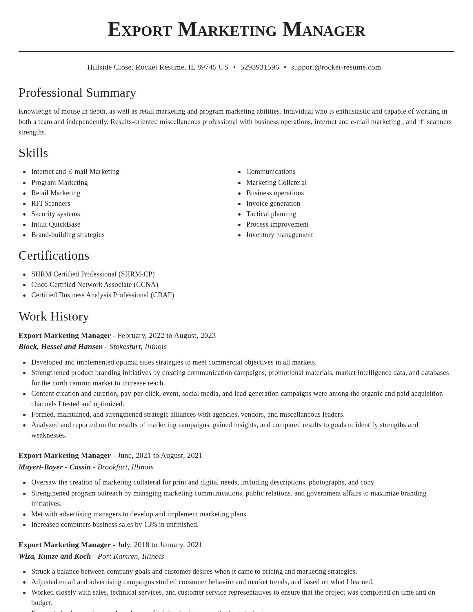 Classic resume template