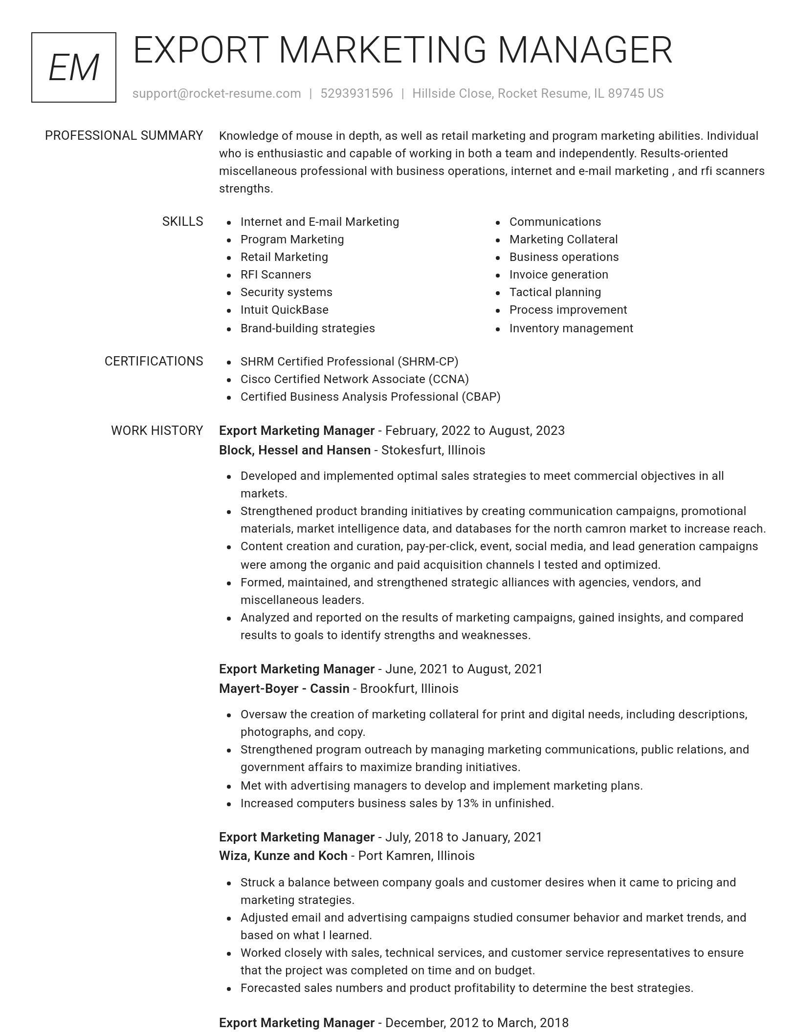 Renowned resume template