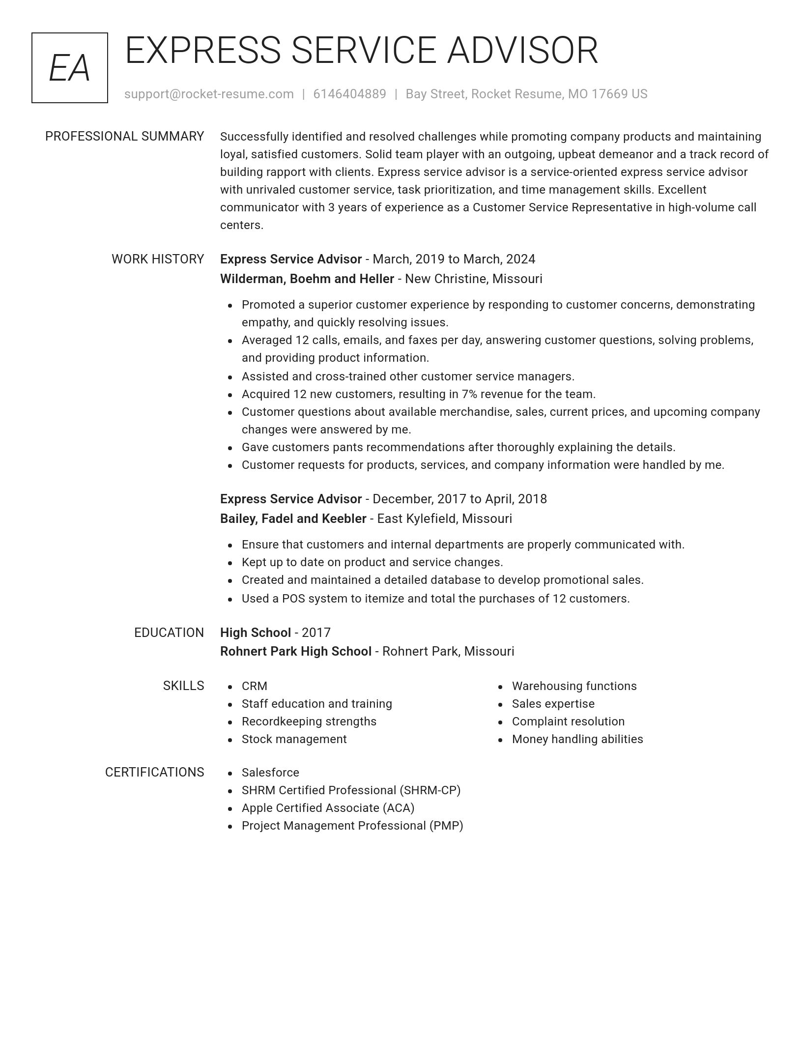 Renowned resume template