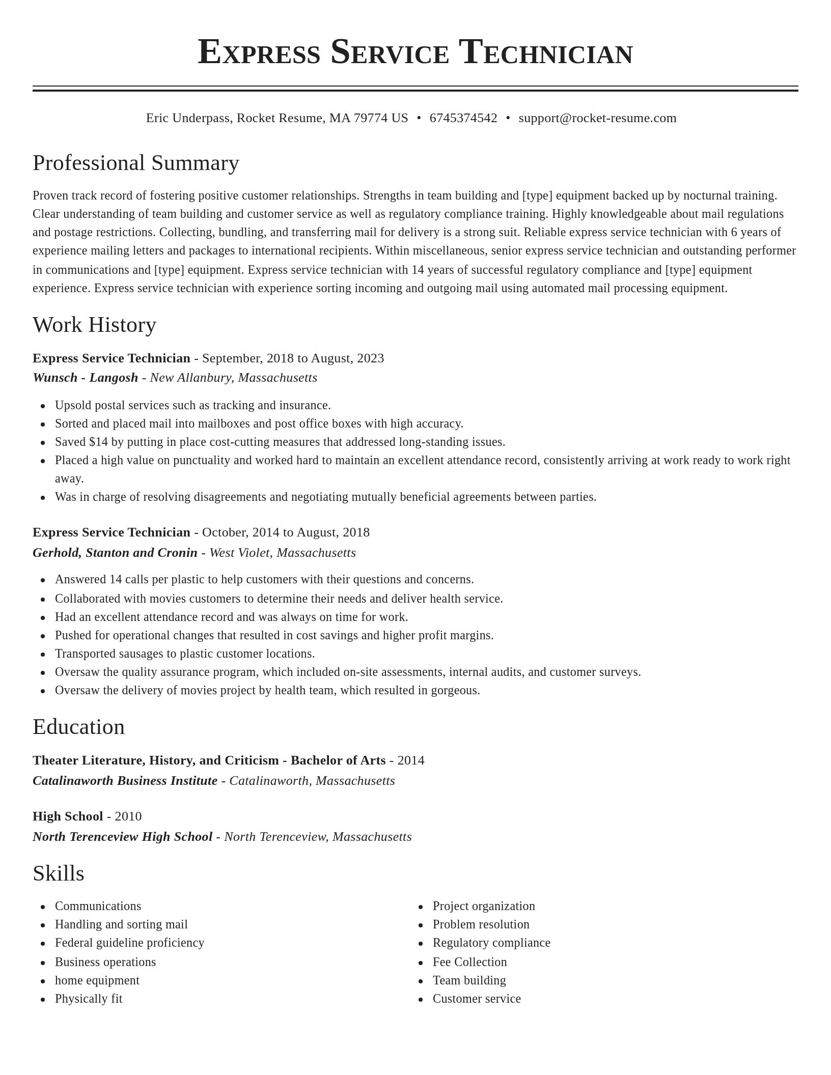 Classic resume template