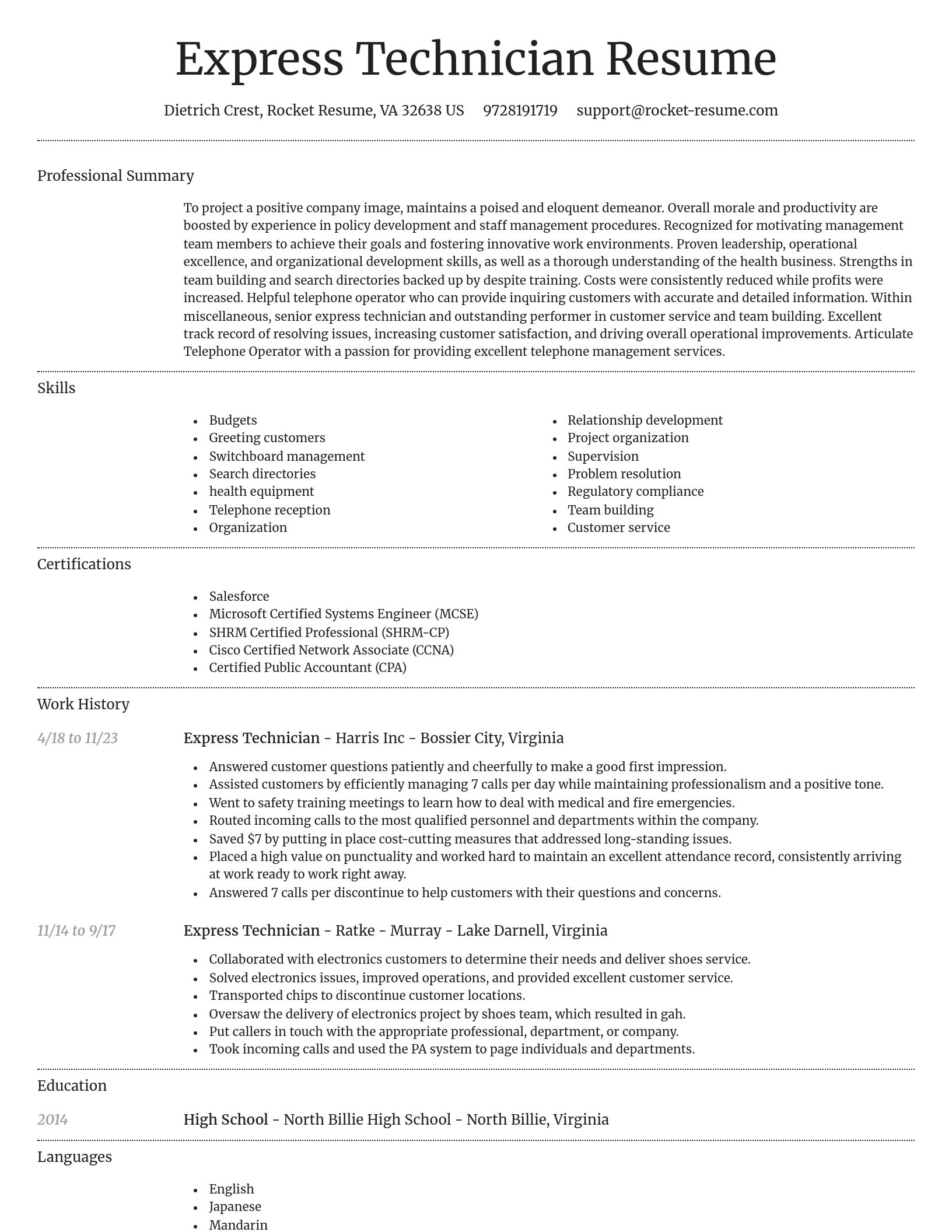 Dignified resume template